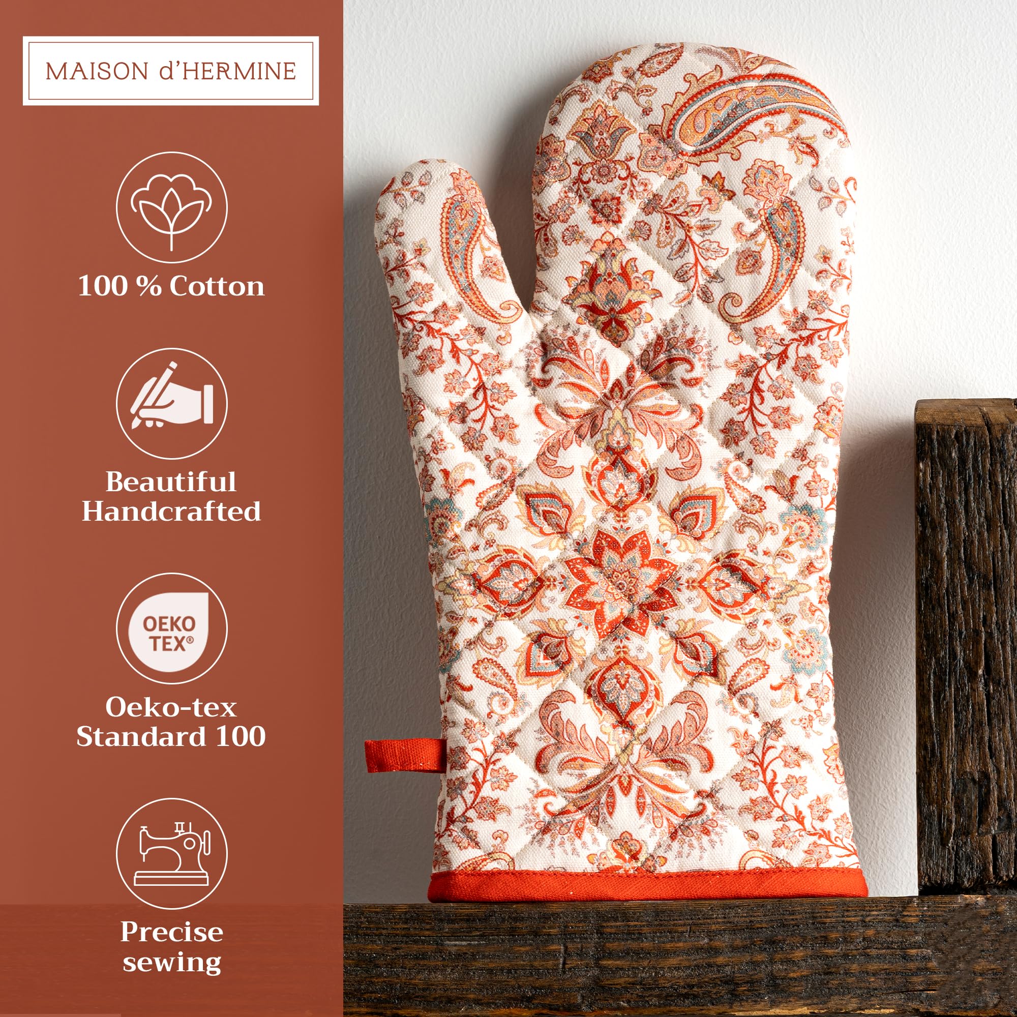 Heat Resistant 100% Cotton Oven Mitts - 7