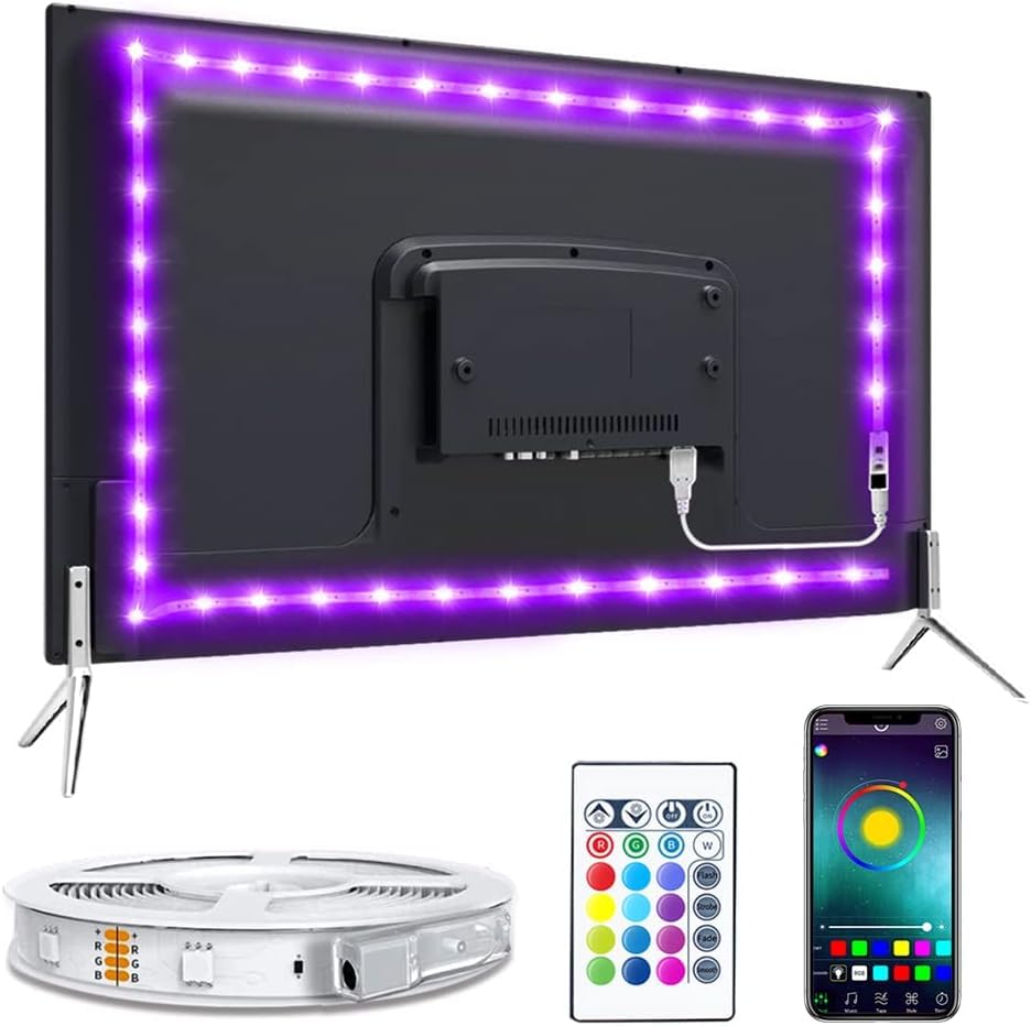 Nexlux 14.7ft LED TV Backlight Strip for 32-70 Inch TVs - Smart App Controlled RGB Gaming Lights with Easy Installation | Perfect for Home Theater, Gaming Setup & Ambient Lighting