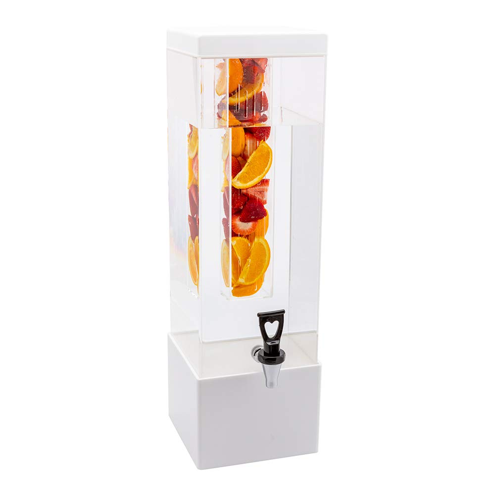 Bev Tek 3 Gallon Square Beverage Dispenser with Infusion Core & Bamboo Base - Clear Acrylic Drink Dispenser with Stand & Easy-to-Use Spigot for Parties, Events, and Catering | Perfect for Lemonade, Iced Tea, Sangria, and Punch