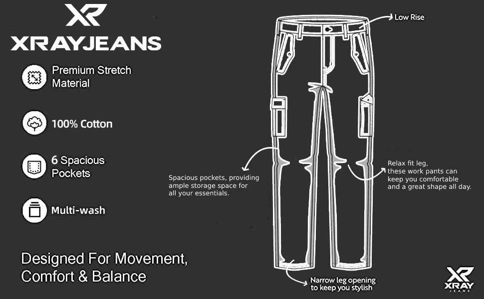 X RAY Men's Cargo Pants - Soft Cotton Tactical Pants with Deep Pockets & Belt Loops | Durable Work Pants for Construction, Hiking & Travel | Comfortable Utility Pants for Outdoor Activities & Casual Wear