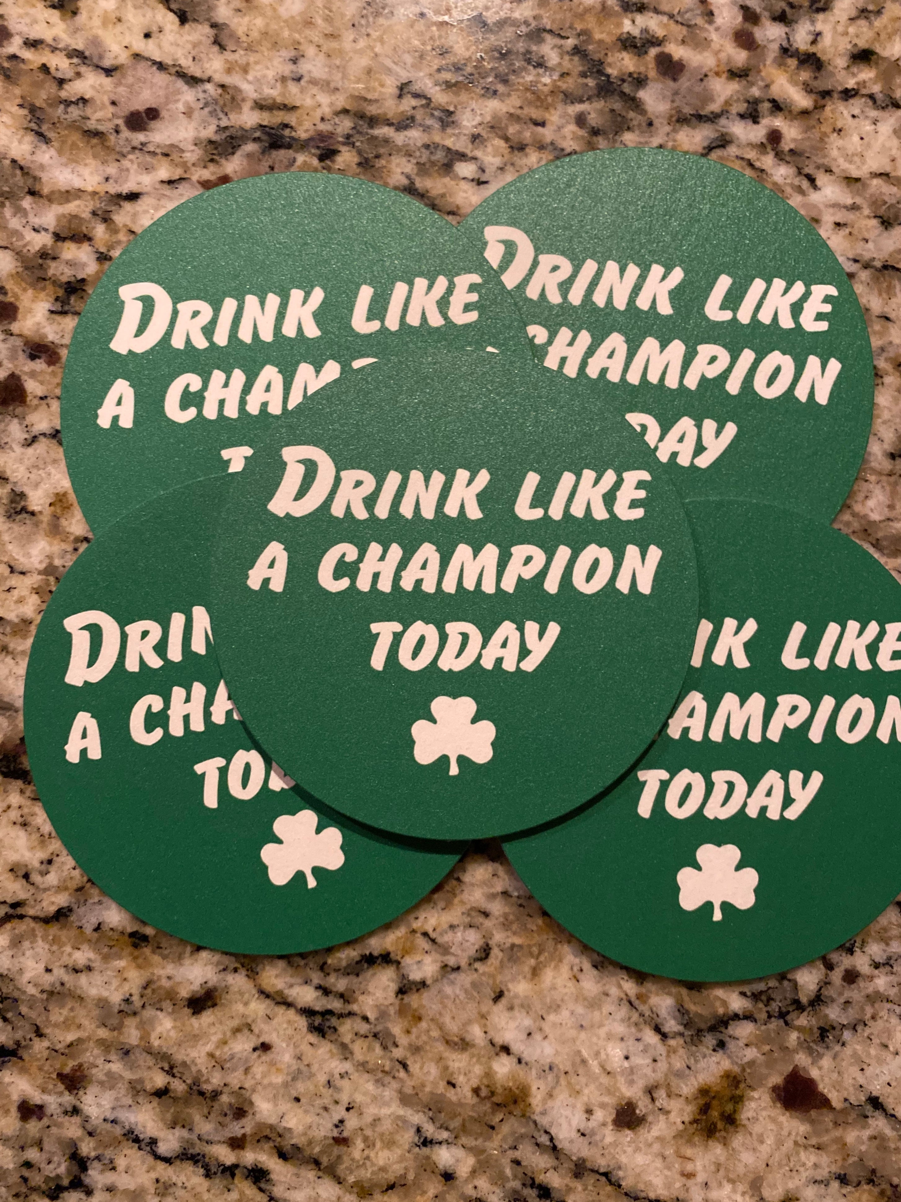 Premium Irish Green Drink Coasters Set of 5 - Pub & Home Bar Accessories for St. Patrick's Day, Beer, Whiskey & Cocktail Parties - Durable & Stylish Barware
