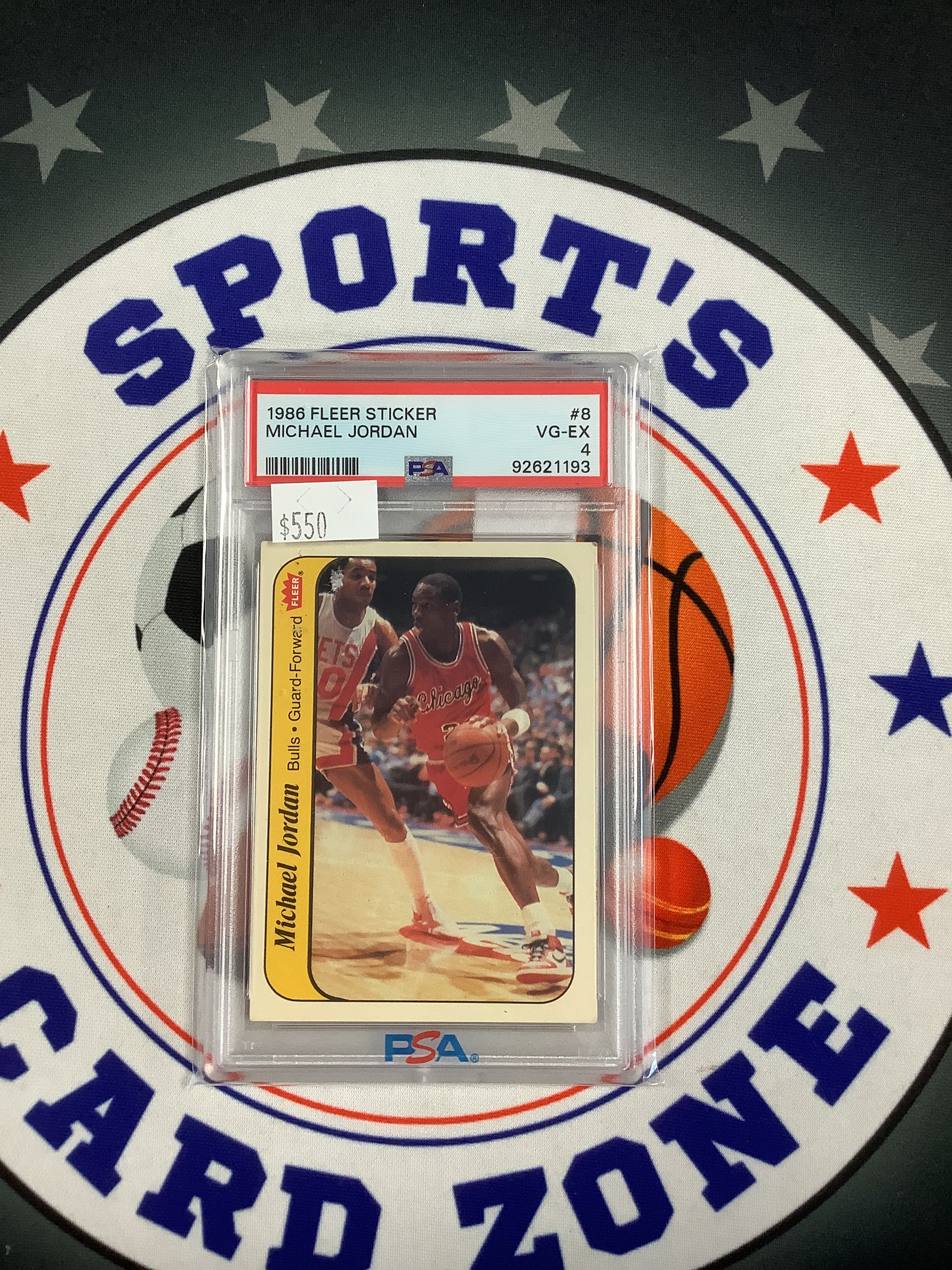 1986 Fleer Sticker Michael Jordan - Rare Vintage Basketball Collectible for Fans & Card Investors - Perfect for Sports Memorabilia Displays & Gift Giving