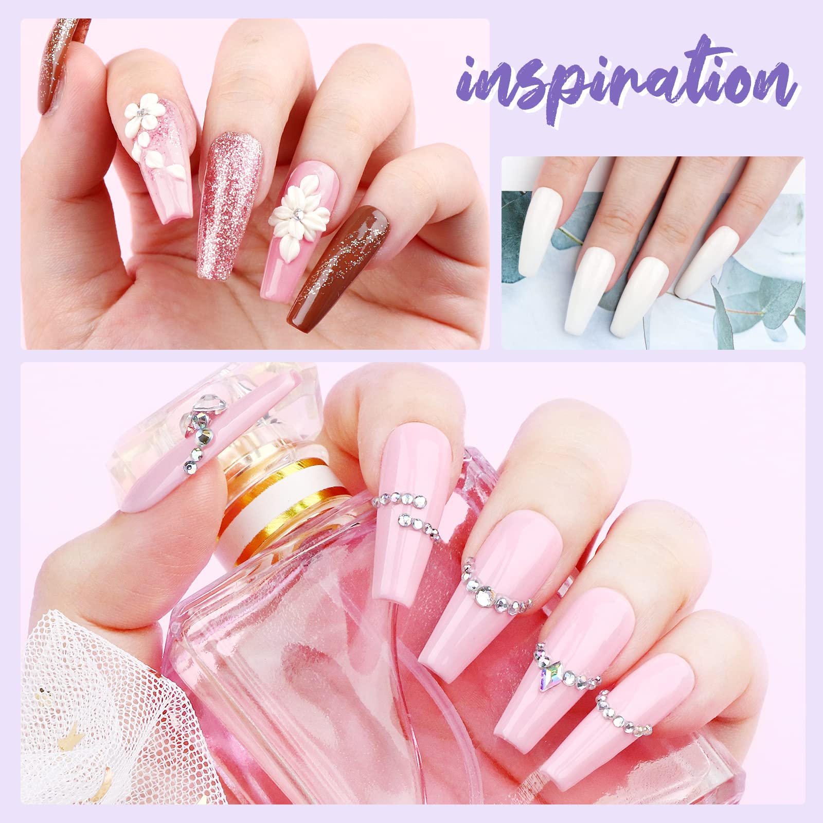 SAVILAND Acrylic Nail Kit with 100pcs Half Cover False Nail Tips - 3 Colors Acrylic Powder & Liquid Set, Acid-free Primer & Top Coat | Professional DIY Nail Art Extension Kit for Beginners | Perfect for Home Salon, Nail Practice & Party Manicures