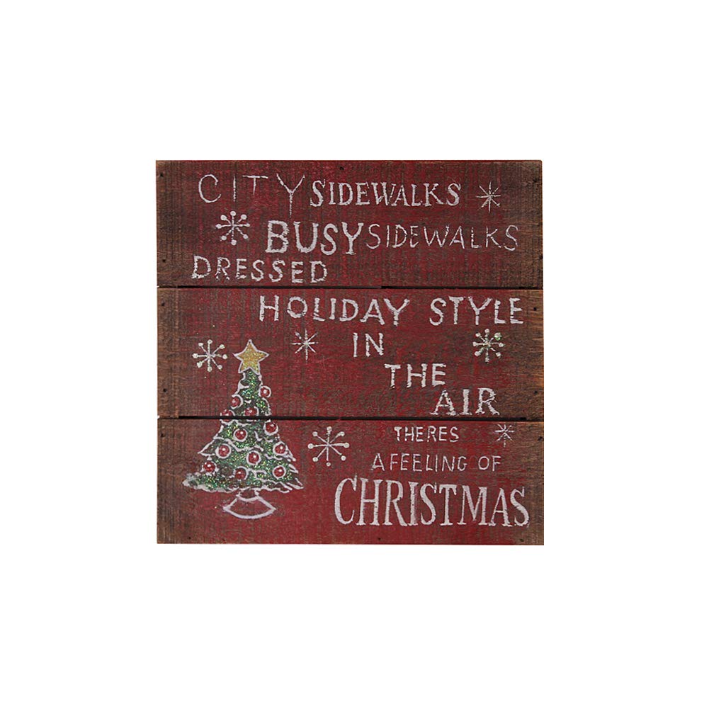 8” x 8” Wooden Wall Sign - City Side Walks Holiday Style - Rustic Table Sign & Decorative Wall Art for Home, Cafe, Office Decor - Perfect for Christmas, Living Room, Wedding & Farmhouse Decorations