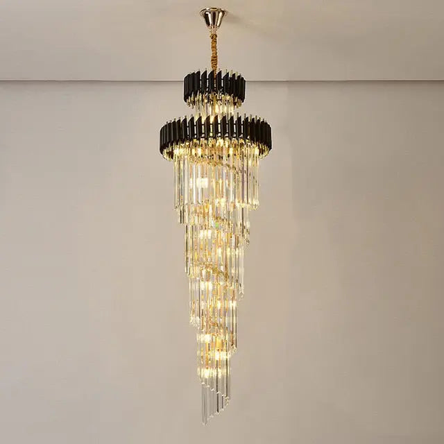 Olivia Crystal Modern Stair Chandelier - Elegant LED Lighting Fixture for Staircase, Hallway & Entryway | Dimmable Contemporary Home Decor