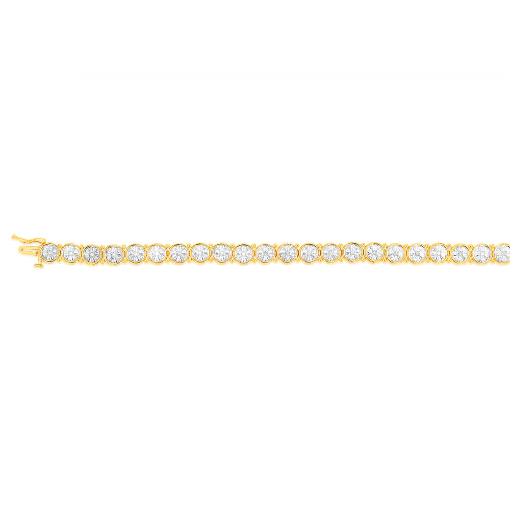 1/4 Carat Diamond Bracelet in Gold Plated Silver - Elegant Jewelry Gift for Women, Anniversary & Special Occasions