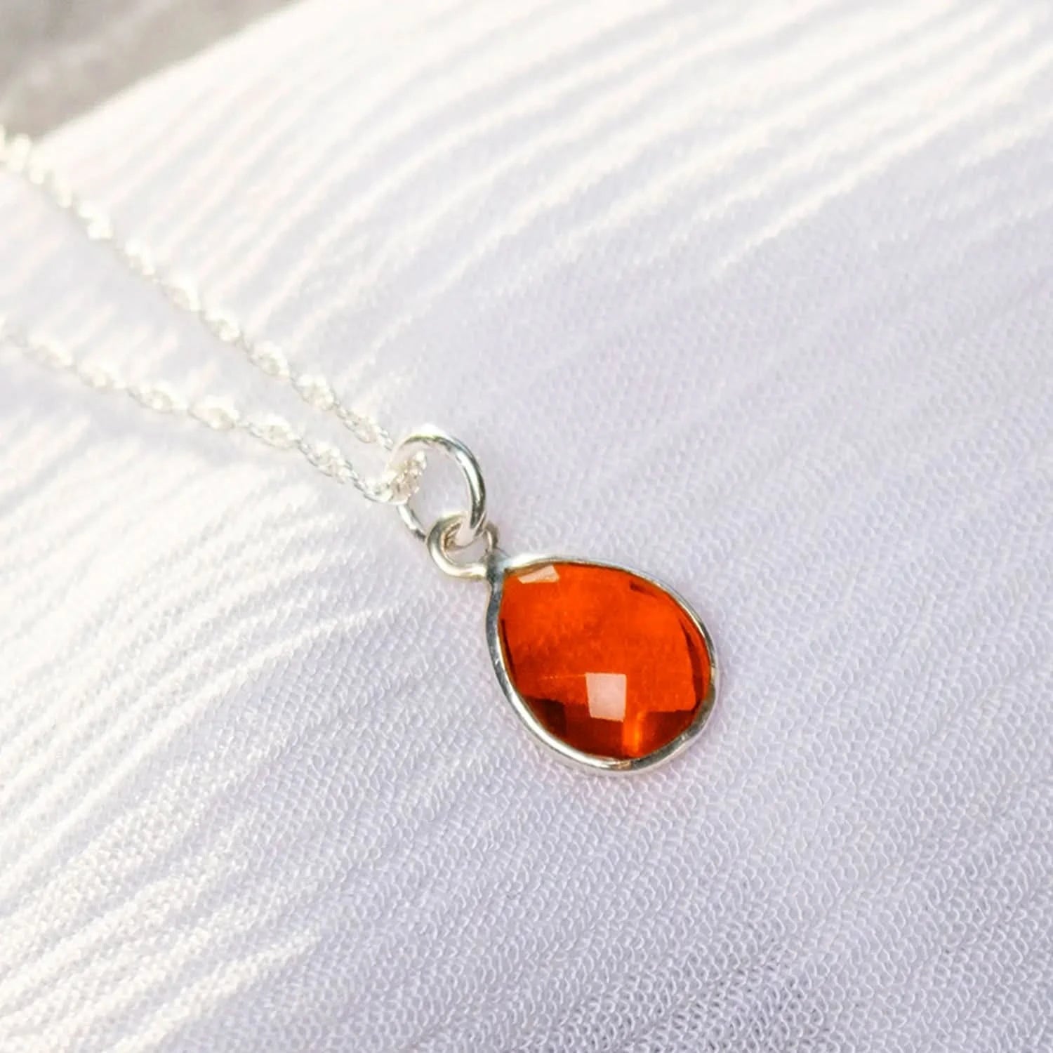 Natural Carnelian Charm Necklace - Sterling Silver July Birthstone Jewelry for Women - Perfect Gift for Birthday, Anniversary & Everyday Wear