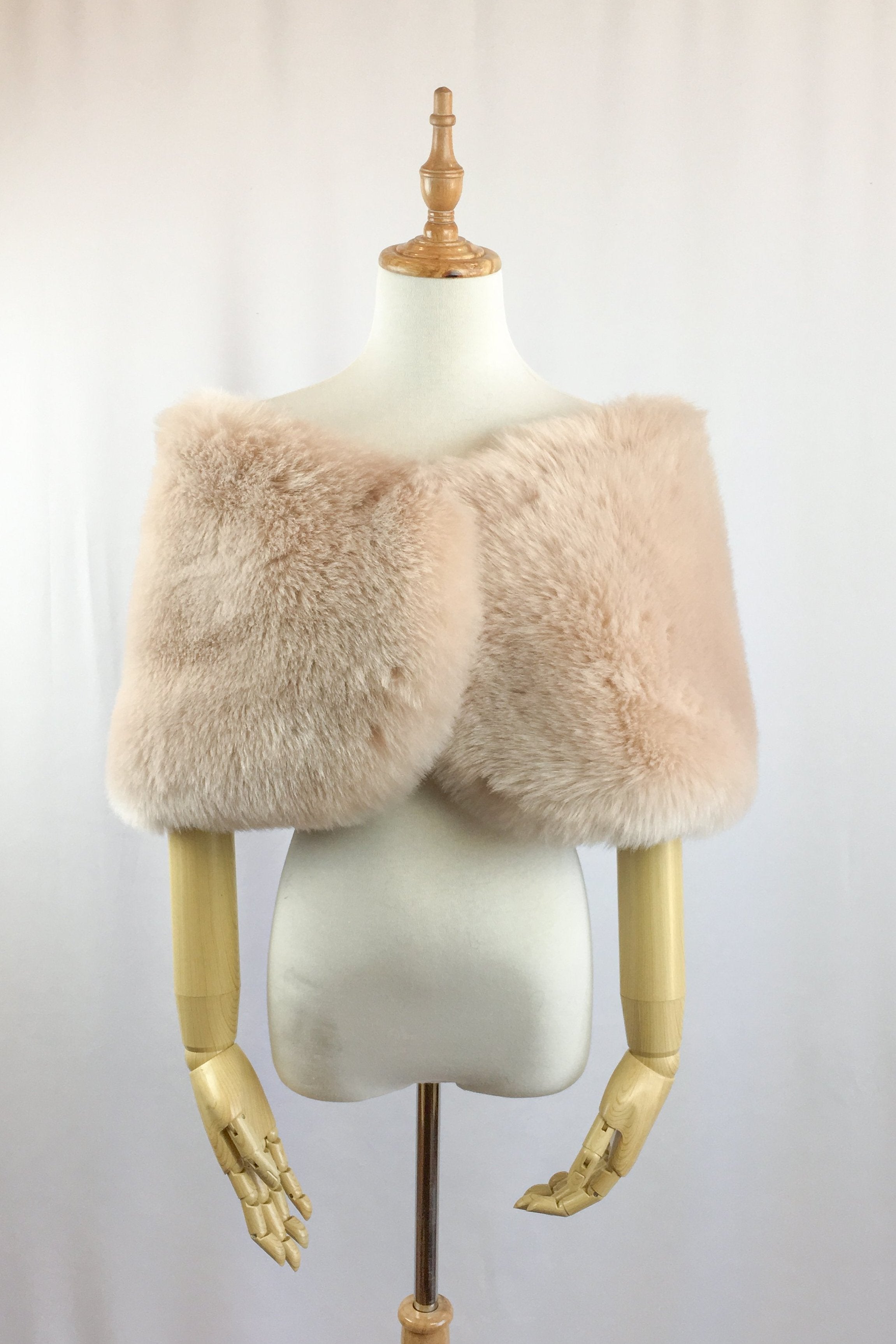 Blush & Beige Fur Wrap Shawl (Serena Blu01) - Soft Winter Scarf for Women, Elegant Evening Wrap, Wedding Accessory, Cozy Outerwear for Cold Weather