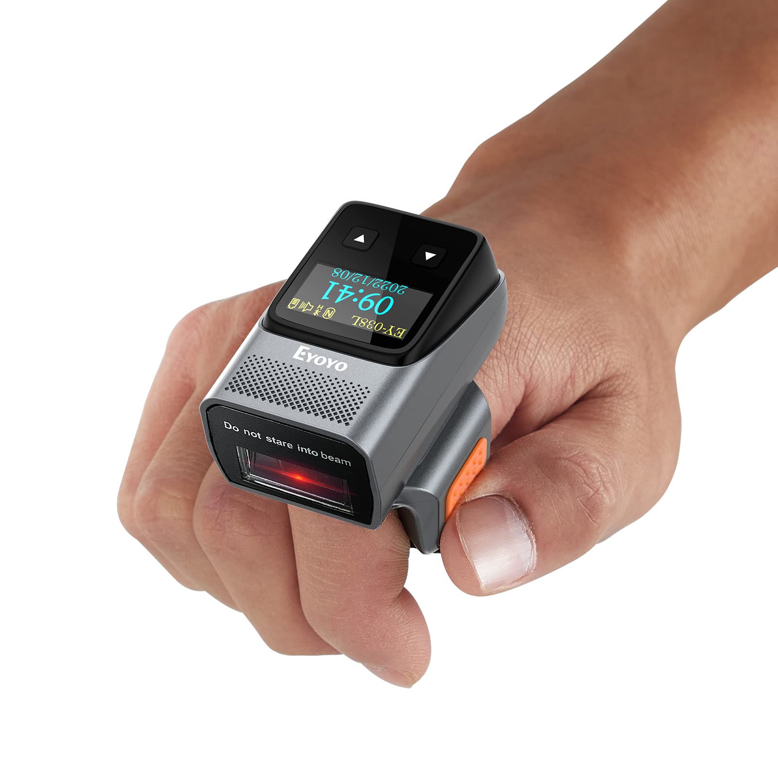 Eyoyo Wearable Bluetooth Ring Barcode Scanner with LCD Display - Mini 1D Wireless Finger Barcode Reader for Inventory Management - Compatible with iPad, iPhone & Android Devices - Left & Right Handed Use - Fast Accurate Scanning - Perfect for Retail, Warehouse & Logistics Operations