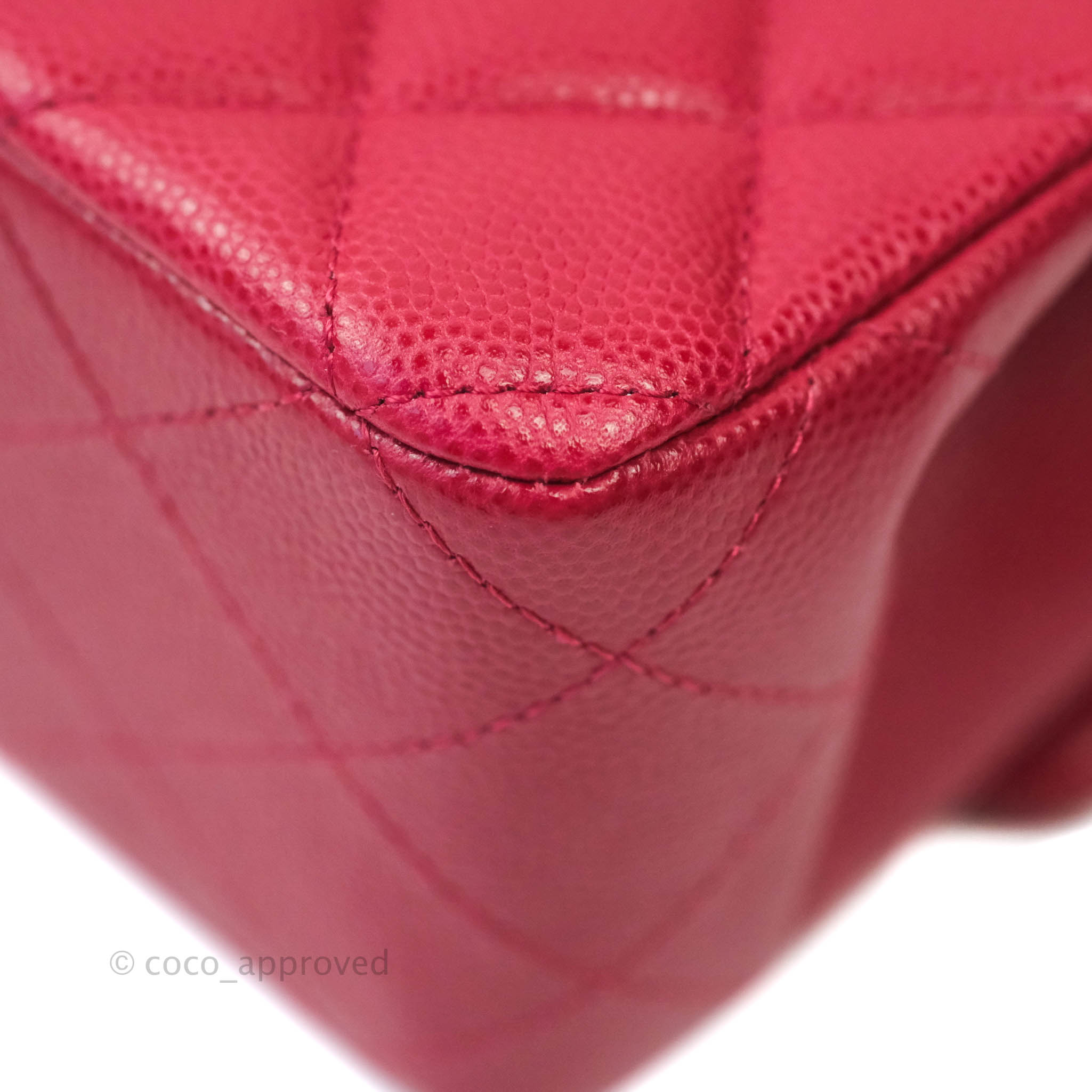 Chanel Classic Medium Double Flap Bag - Red Caviar Leather with Silver Hardware | Authentic Luxury Handbag for Women | Perfect for Parties, Weddings & Everyday Elegance