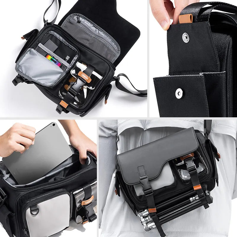 Ulanzi MS12 5.6L Messenger Bag for Men & Women - Durable Crossbody Shoulder Bag with Adjustable Strap, Black (B118) - Perfect for Travel, Work, School & Everyday Use