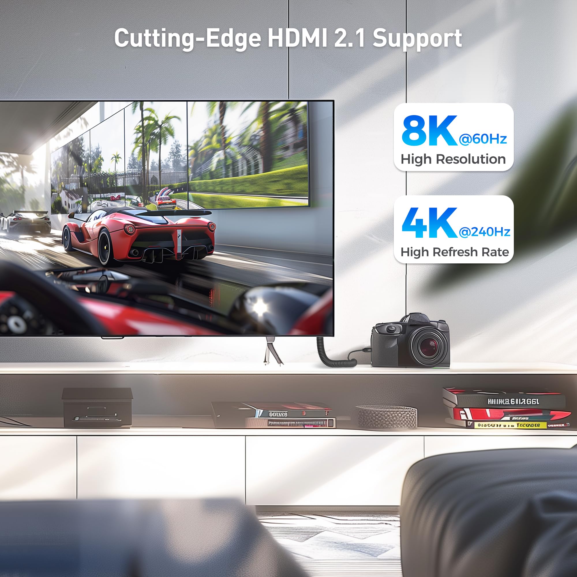Cable Matters 48Gbps 8K Micro HDMI Coiled Cable 1-3ft - Supports 8K@60Hz, 4K@240Hz & HDR - High Speed Micro HDMI Cable for Laptops, Cameras, DSLRs, Monitors - Perfect for Gaming, Streaming & Professional Video Editing