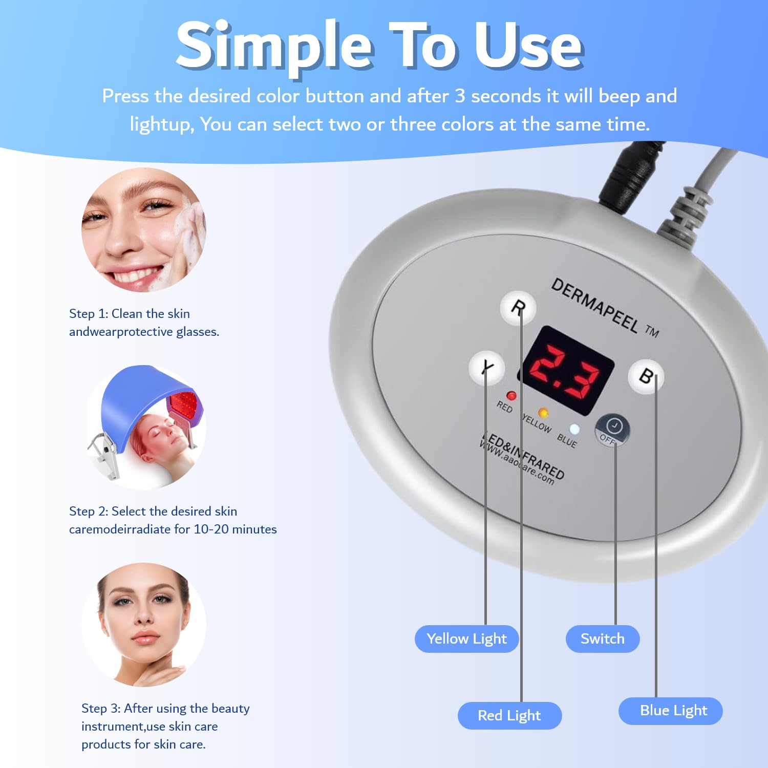 LED Light Therapy Mask for Face - Red, Blue & Near Infrared Light Therapy for Acne, Wrinkles & Skin Rejuvenation | At-Home PDT Facial Treatment for Glowing Skin | Perfect for Daily Skincare Routine & Spa Nights