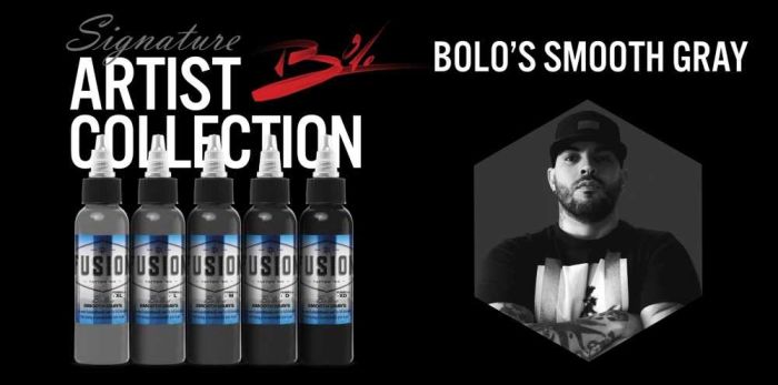 Bolo Smooth Gray 5-Color Tattoo Ink Palette Set (1oz) - Professional Fusion Ink for Tattoo Artists - Perfect for Realism, Shading & Fine Line Work