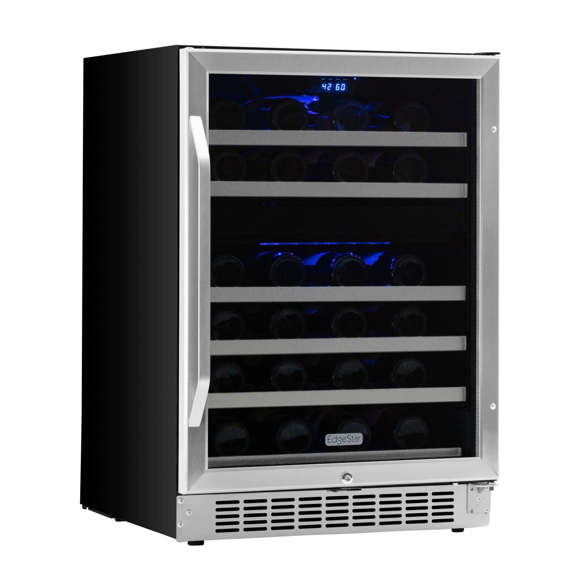 EdgeStar 46 Bottle Built-In Dual Zone Wine Cooler - Stainless Steel Wine Refrigerator for Home Bar, Kitchen, or Restaurant - Perfect for Storing and Chilling Red & White Wines