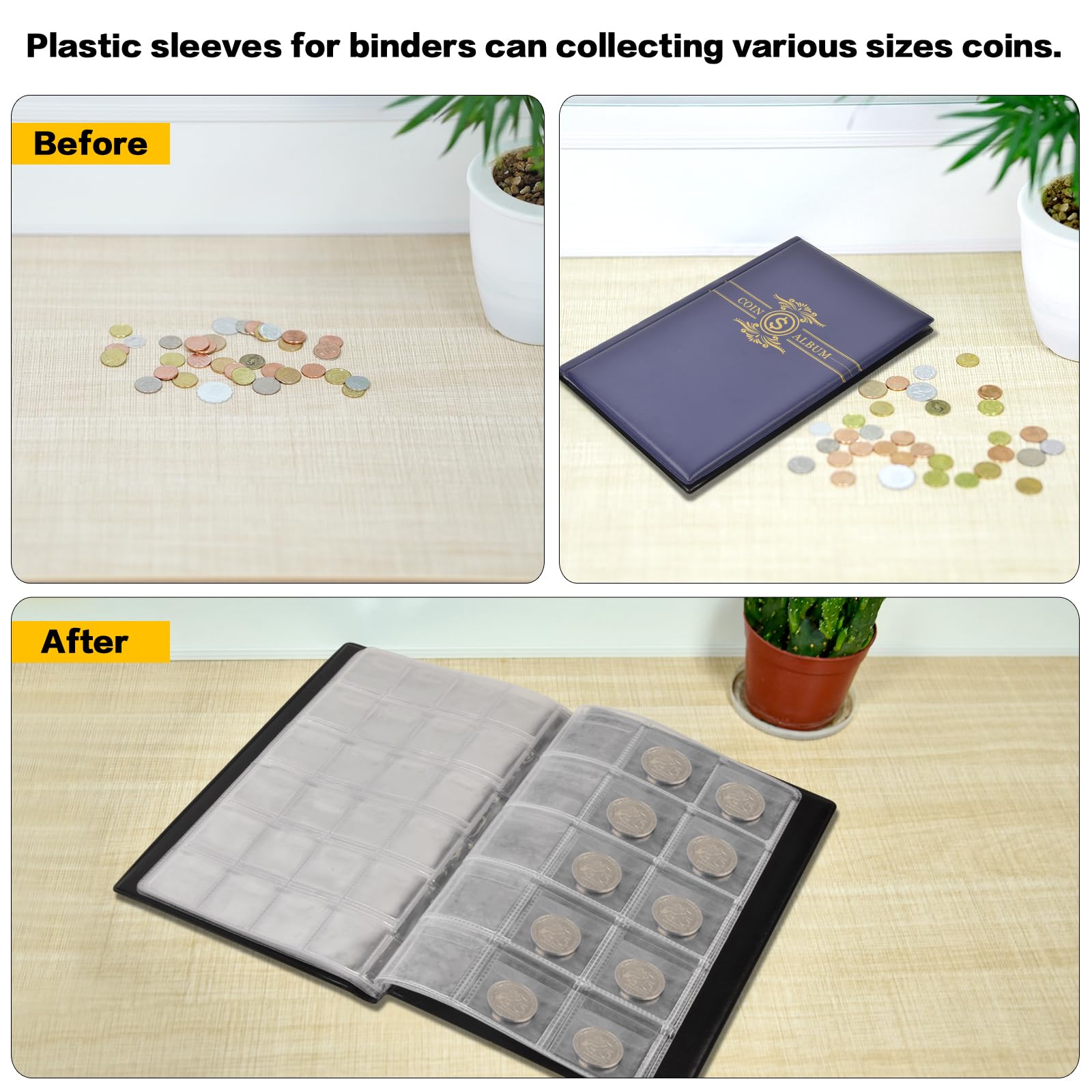 Premium Coin Collection Book Holder Album for Collectors - 300 Pockets Coin Display Storage Case with Protective Sleeves - Organizer Box for Money, Currency & Penny Collections (Dark Blue) - Perfect for Coin Collectors, Numismatic Displays & Gift Giving