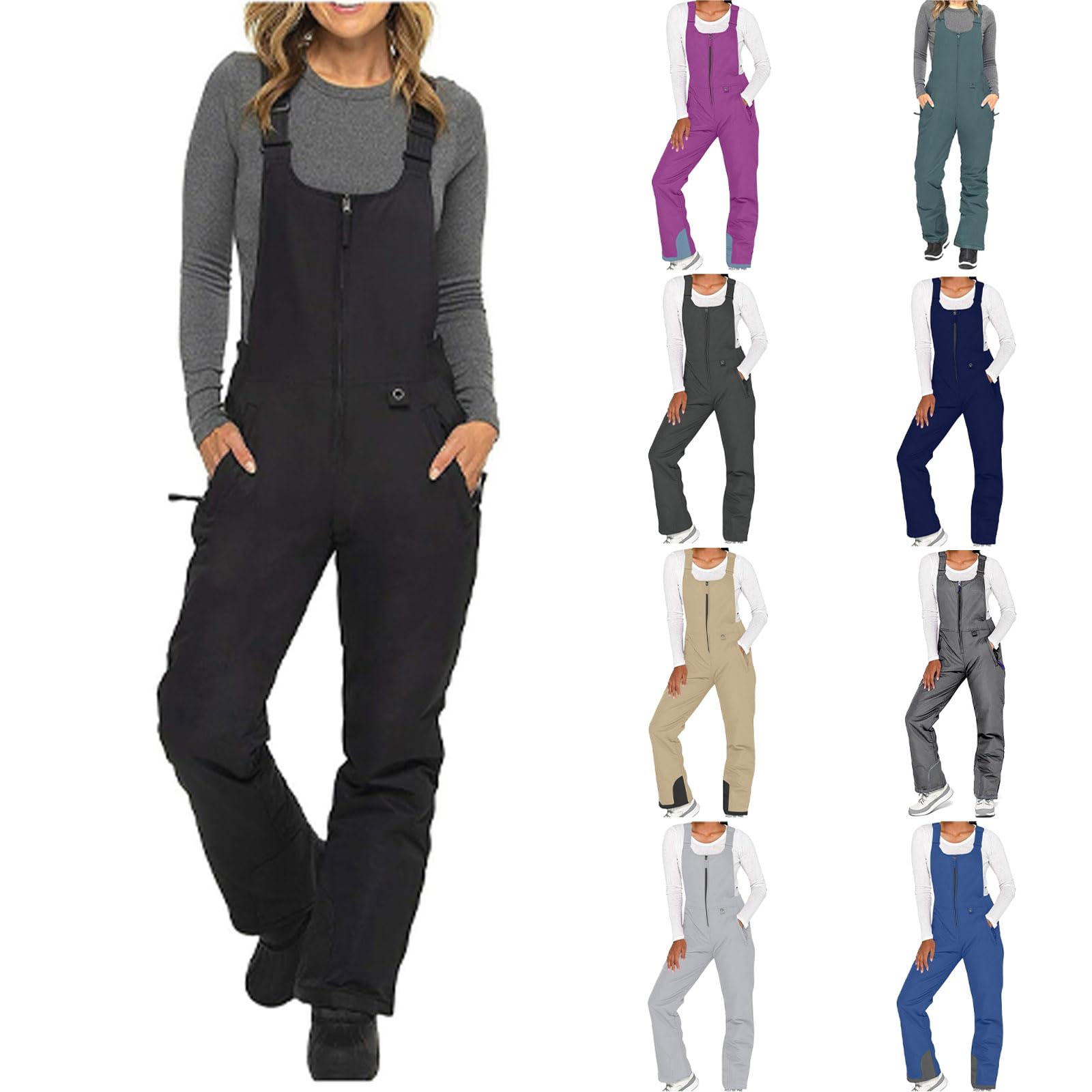 YRAETENM Women's Insulated Waterproof Snow Bibs Pants - Windproof Ski Overalls with Adjustable Fit for Snowboarding & Winter Outdoor Activities