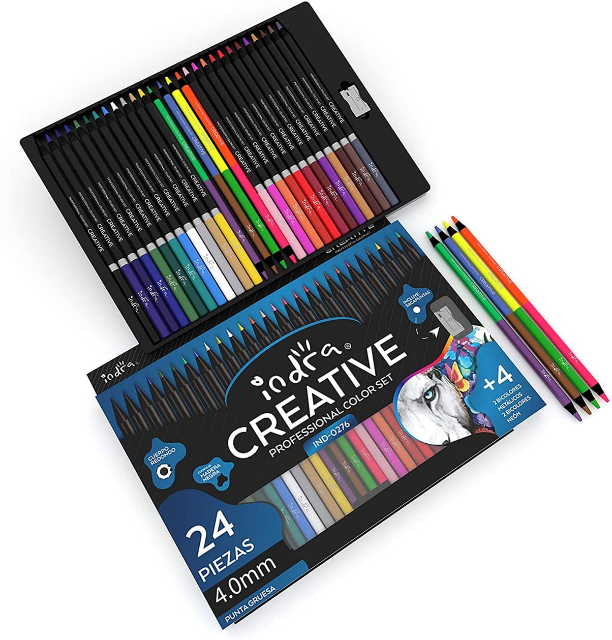 Indra Professional 24+4 Colored Pencils Set - Vibrant Art Drawing Pencils for Adults, Kids, Students & Teachers - Perfect for Coloring, Sketching, Crafting & DIY Art Projects - Ideal for Home, School & Office Use