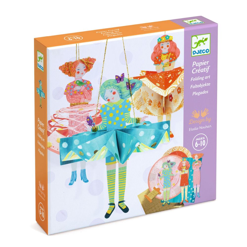 Djeco Origami Paper Folding Art Kit - Creative DIY Paper Dresses for Kids & Adults - Perfect for Birthday Parties, Classroom Activities & Family Craft Time