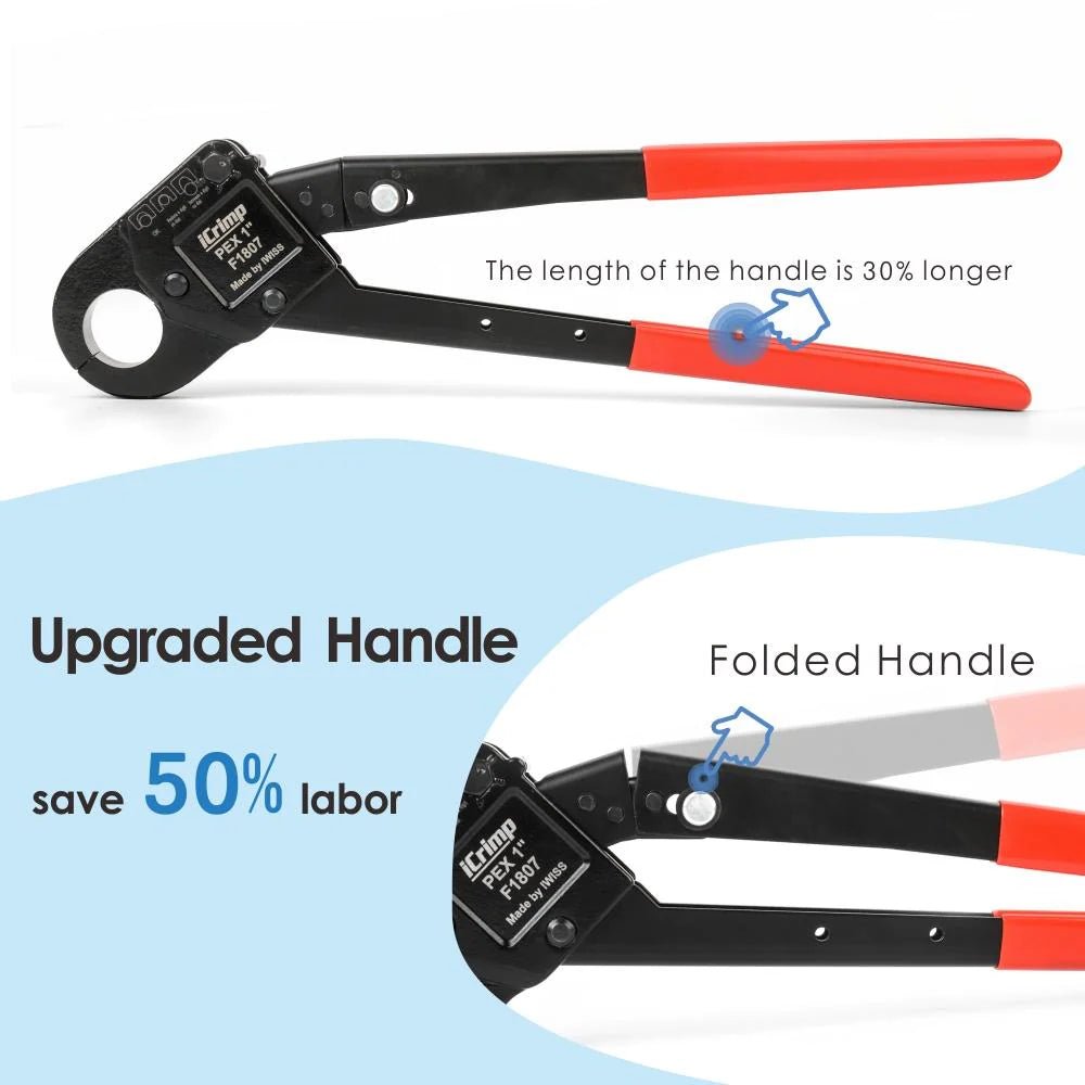 Professional 1 Inch Angled Head PEX Pipe Crimping Tool - F1807 Standard Compliant for Copper PEX Crimp Rings | Perfect for Plumbing, HVAC, and Water Supply Installations