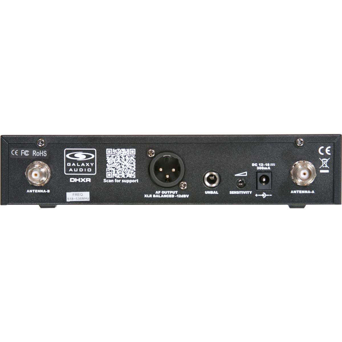 Galaxy Audio DHX Wireless Headset Microphone System with DHXR Receiver & MBP77 Bodypack Transmitter (584-607MHz) - Perfect for Live Performances, Public Speaking, and Broadcasting