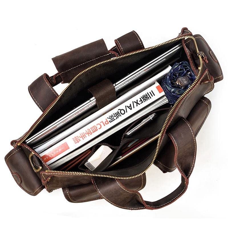 Premium Large Capacity Leather Business Briefcase for Men - 15