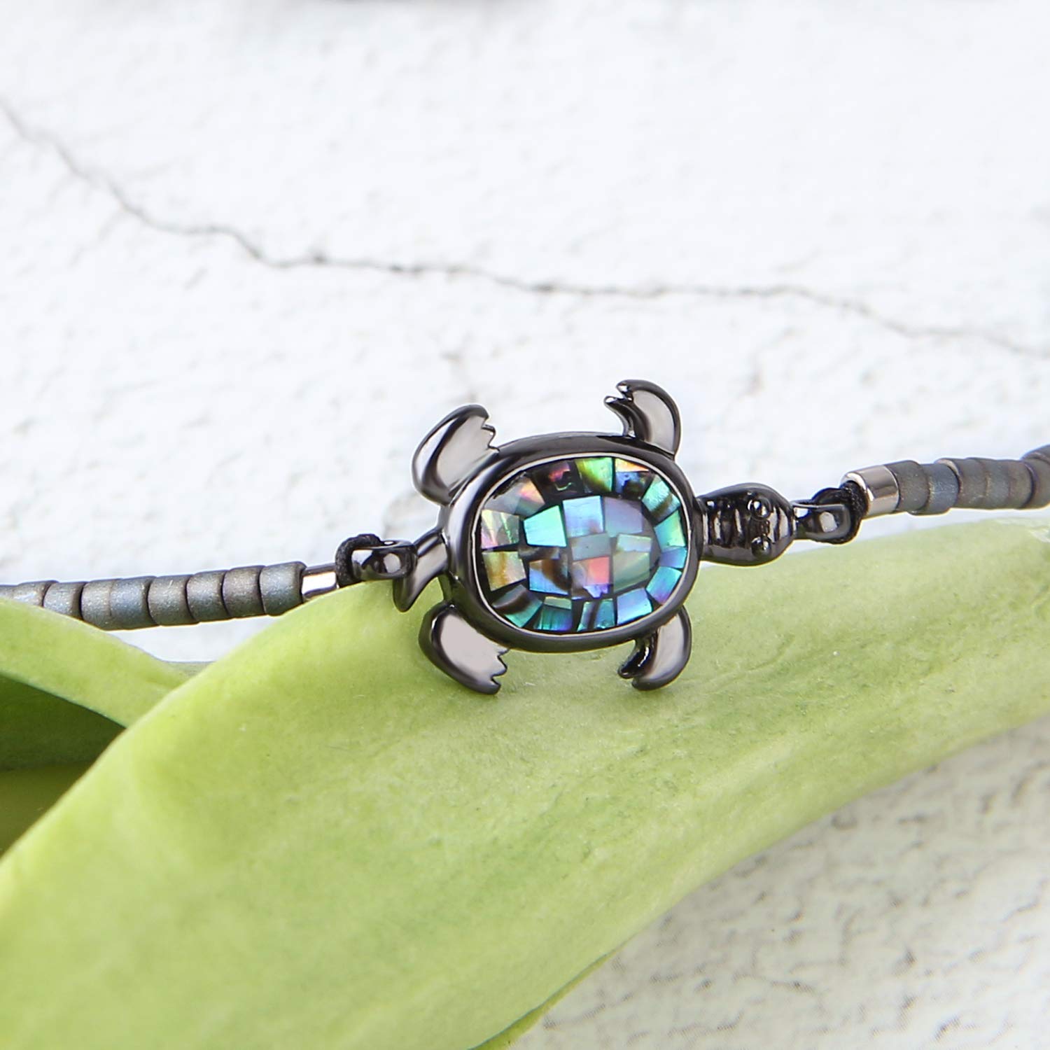 KELITCH Crystal Turtle Charm Bracelet for Women - Miyuki Beaded Friendship Bracelet with Adjustable Thin Strand - Multi Color Gifts for Best Friend, Sister, Birthday | Perfect for Everyday Wear, Beach Vacation, Yoga & Meditation