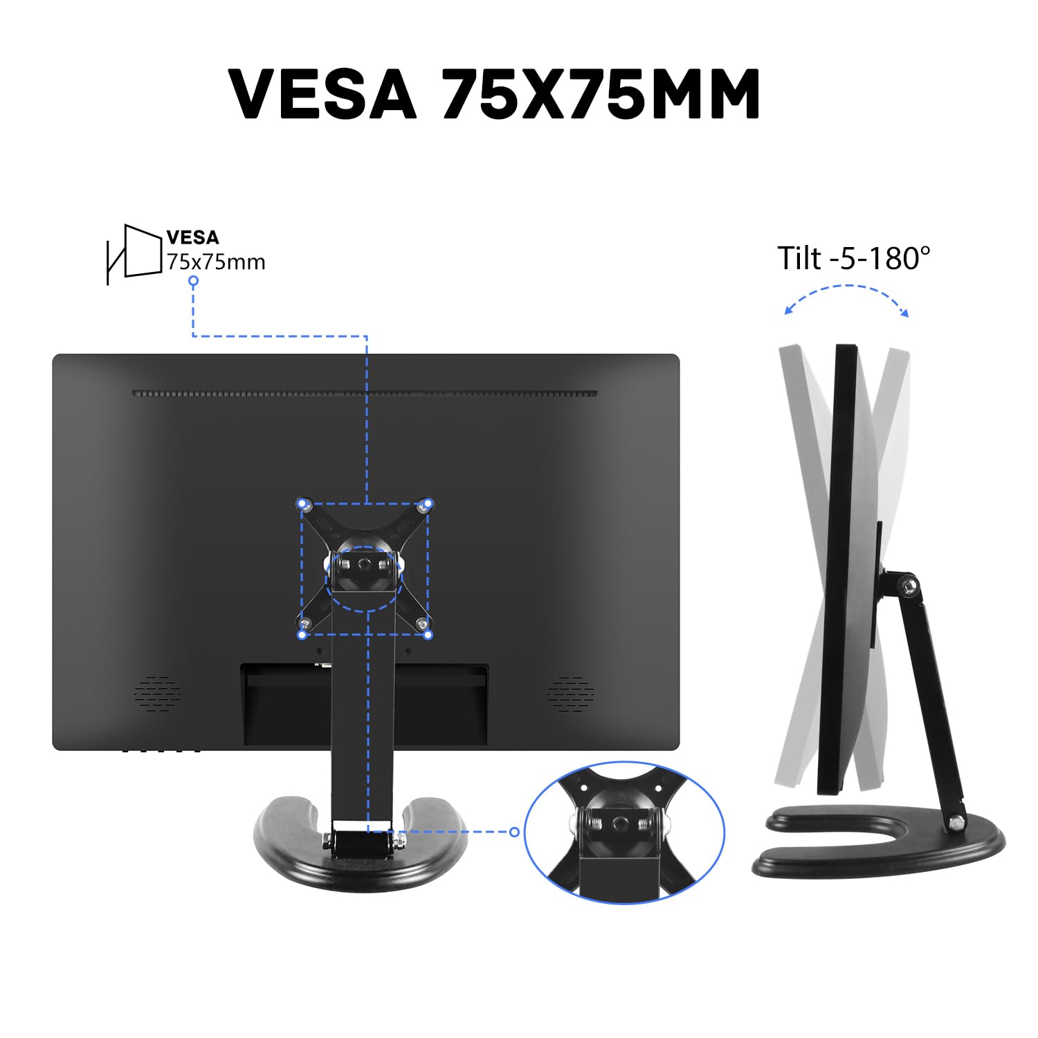 Prechen 24 Inch IPS FHD 1080P Touchscreen Monitor - HDMI VGA USB Ports, 75Hz Refresh Rate, VESA Mount, Built-in Speakers - Perfect for Gaming, Business & Home Office Use