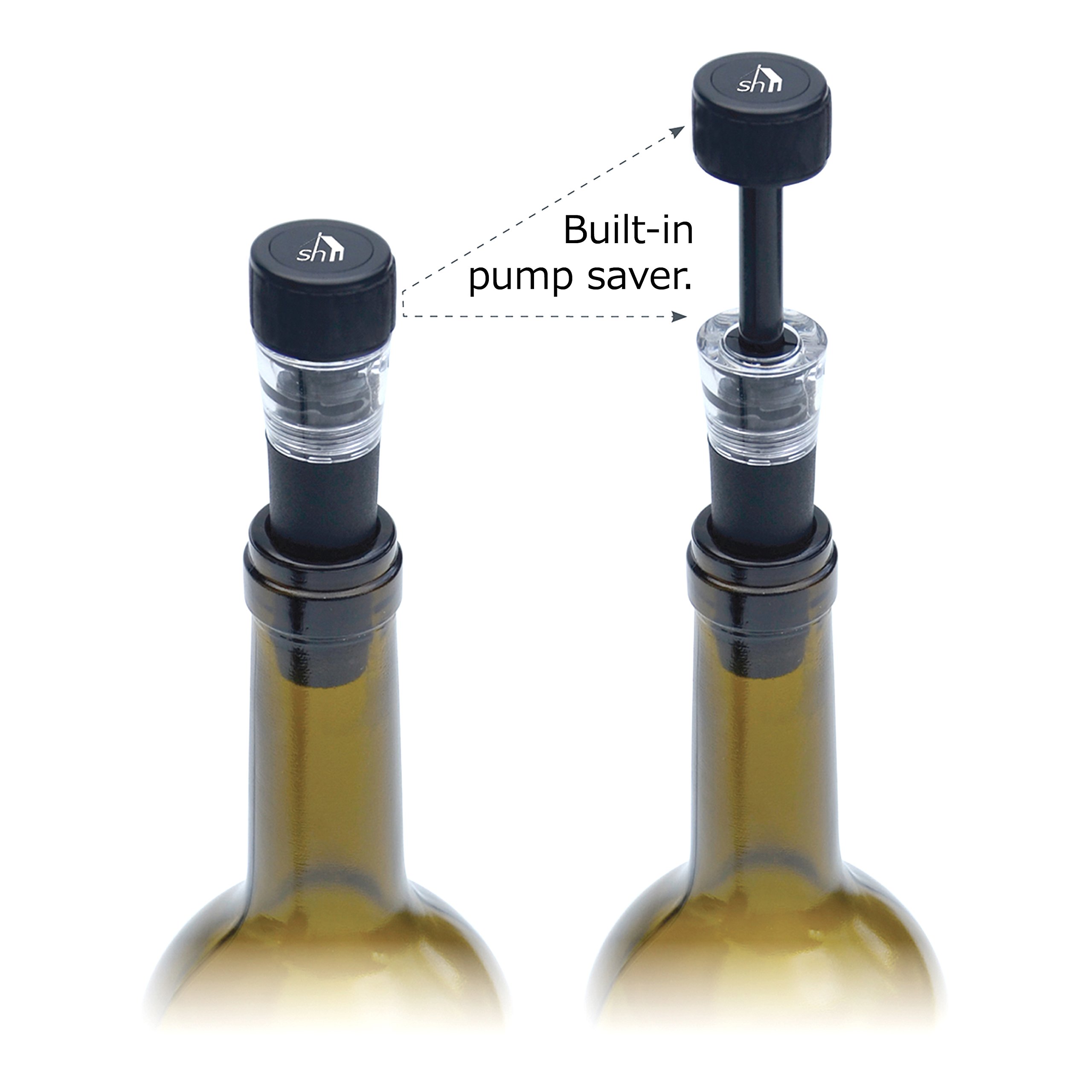 Soireehome Stopair Vacuum Sealer Pump Wine Cork and Bottle Stopper Set of 2 - Extend Freshness for Wine, Oil, Vinegar & Liquor - Air Tight Preservation System for Longer Shelf Life - Perfect for Home Bars, Restaurants & Gifts