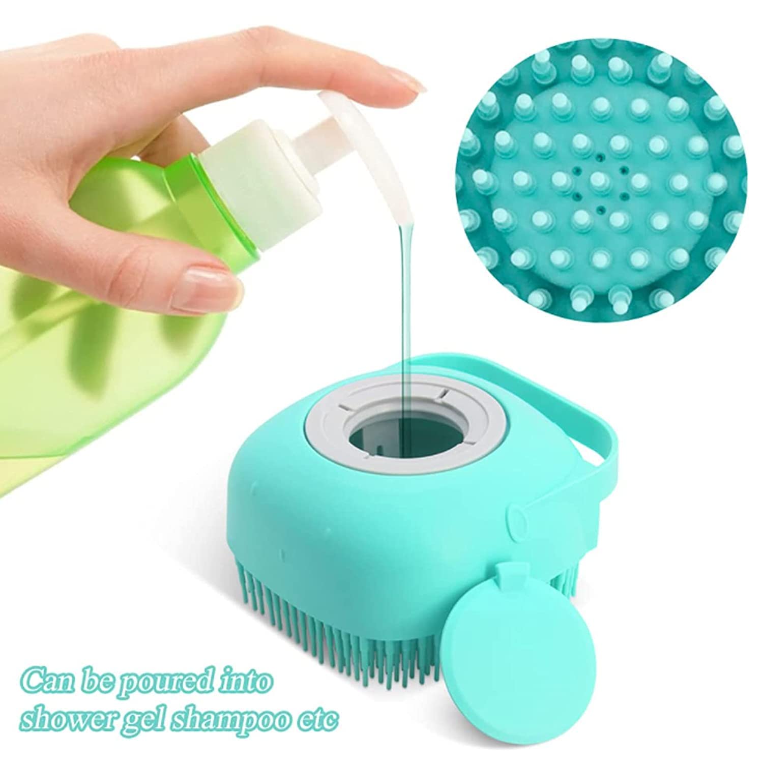 NKB TRADERS Silicone Body Scrubber with Soap Dispenser - Double-Sided Exfoliating Brush for Deep Cleaning, Gentle Massage - Perfect for Baby Shower, Kids, Men & Women - Multi Color - Ideal for Bath, Shower & Spa Relaxation at Home