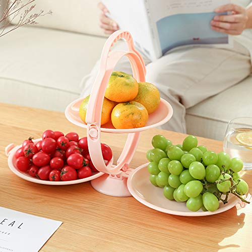 3-Tier Multi-Layer Fruit Stand Rack - Portable Serving Tray for Fruits, Vegetables, Snacks & Kitchen Storage | Space-Saving Organizer for Parties, Picnics & Home Decor (Pink)