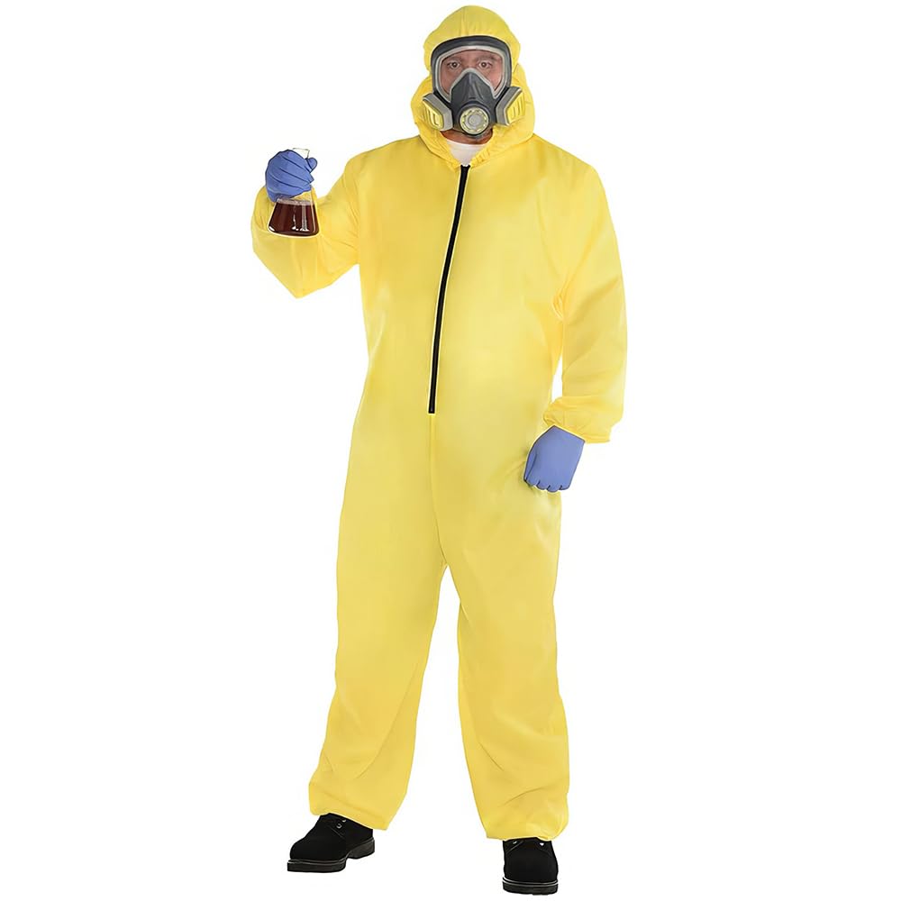 Yellow Hazmat Suit Costume for Adults - Full Protective Jumpsuit with Gas Mask | Halloween, Cosplay, Pandemic Theme Party Outfit | Safe & Durable Chemical Protective Gear
