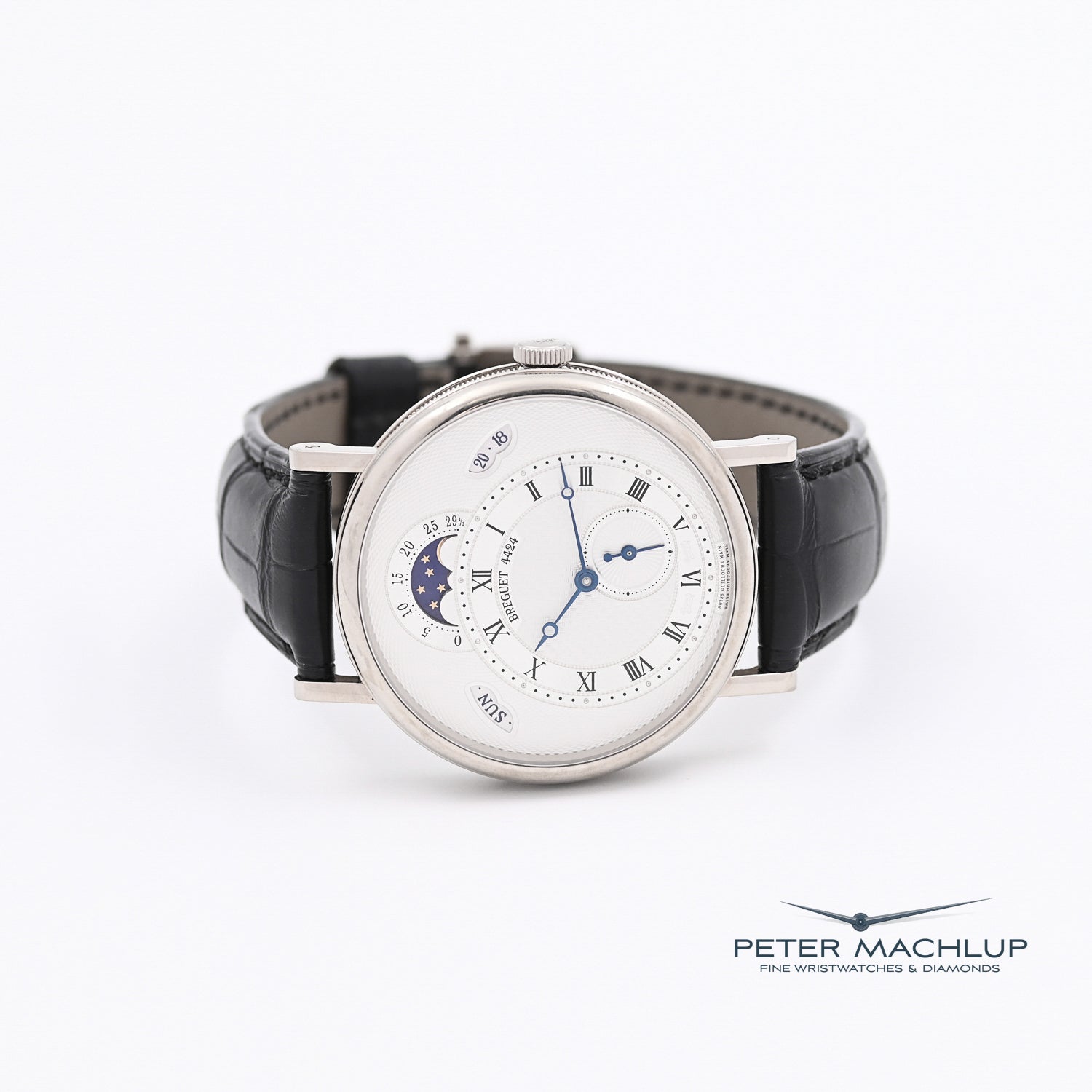 18ct White Gold Breguet Classique Moonphase Watch - Luxury Swiss Automatic Timepiece with Moon Phase Complication, Date Display & Sapphire Crystal - Perfect for Formal Events, Business Meetings & Collectors