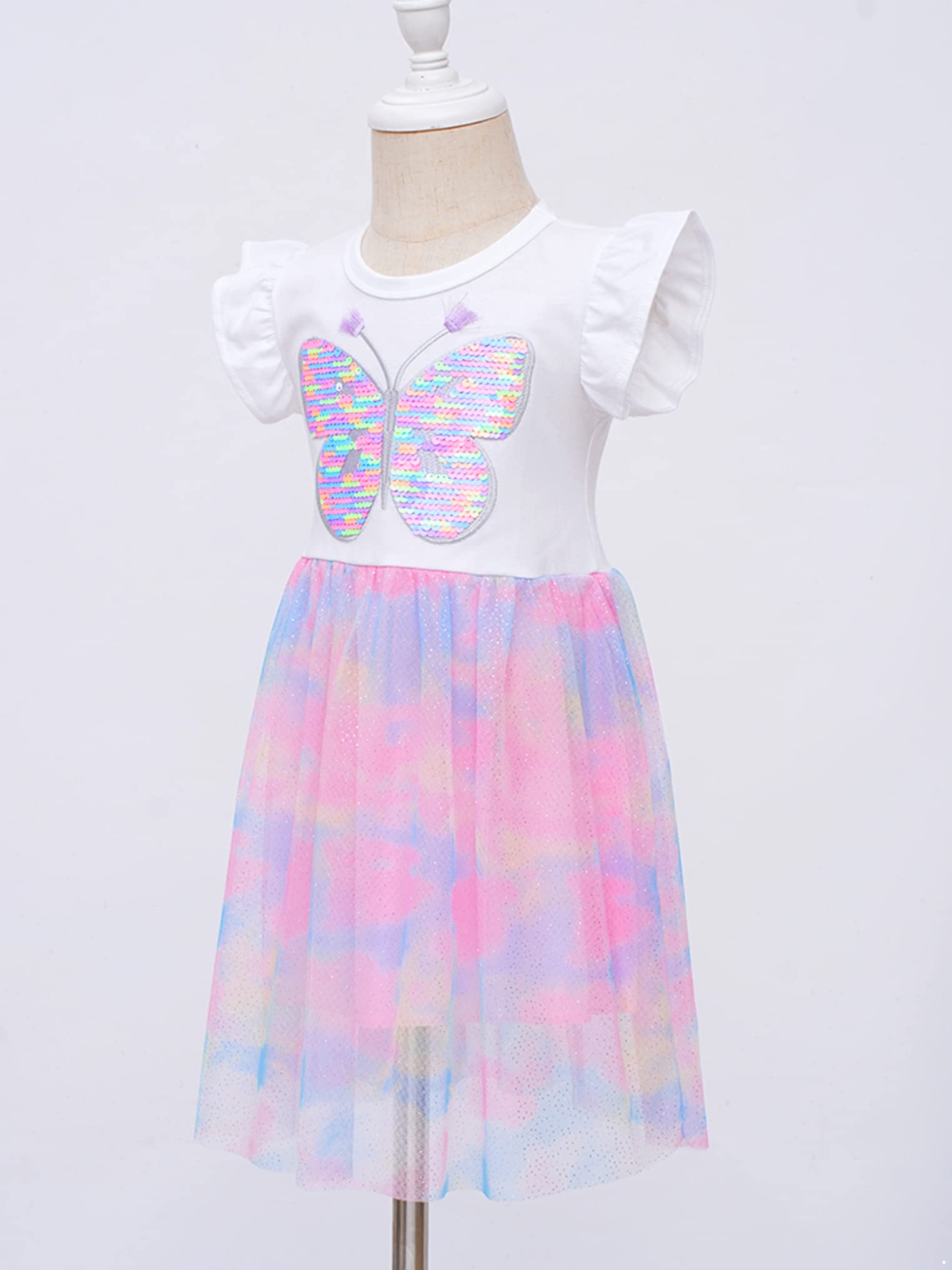 Kaerm Girls Birthday Party Mesh Tutu Princess Dress - Spring Summer Short Sleeve A-Line Casual Dress for Kids | Perfect for Birthday Parties, Dance Performances & Special Occasions