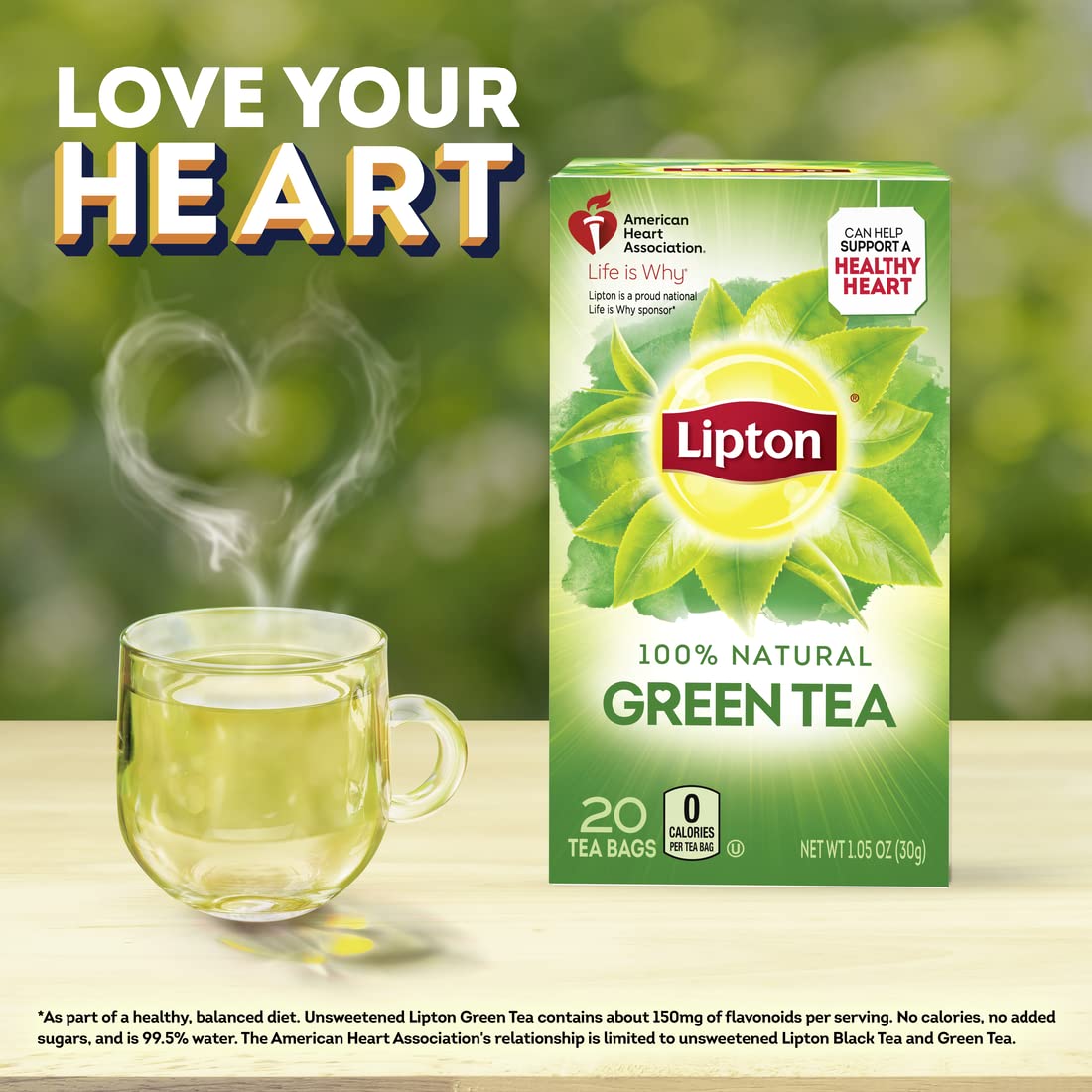 Lipton 100% Natural Green Tea Bags - 20 Count (Pack of 6) | Antioxidant Rich, Caffeine Free | Perfect for Morning Boost, Afternoon Relaxation & Healthy Lifestyle
