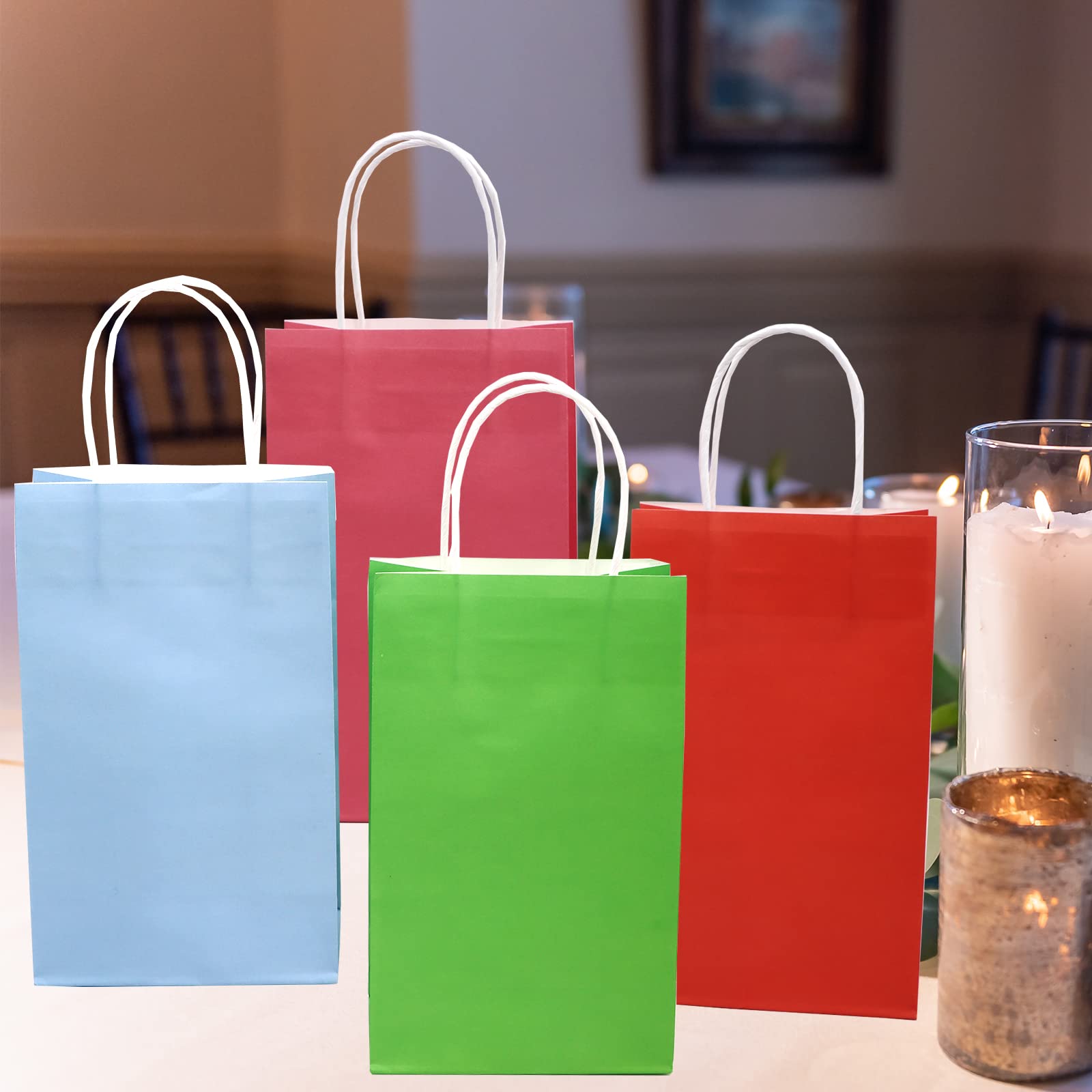 ECOHOLA Kraft Paper Party Bags 32-Pack, Rainbow Colors for Weddings & Kids Crafts