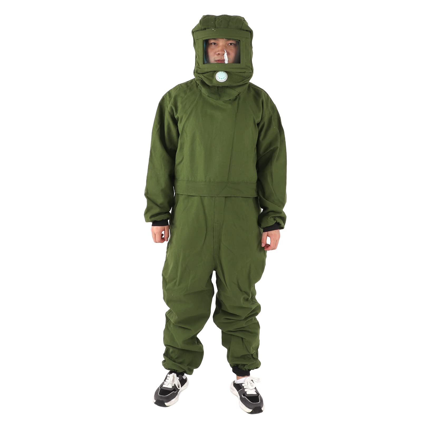 Army Green Sandblasting Suit - Full Body Work Protection Coverall, Anti-Static & Easy Cleaning for Paint & Residue Removal | Ideal for Sandblasting, Painting, and Industrial Cleaning