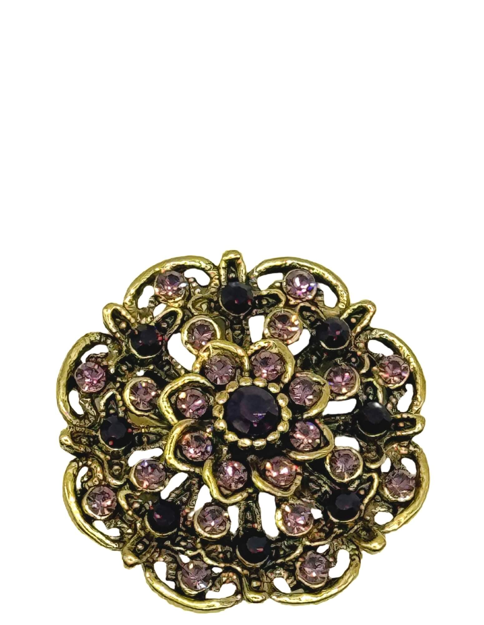 DÉCLIC Amadeo Medallion Pin - Purple Enamel Brooch for Women | Elegant Jewelry Gift for Special Occasions, Parties & Weddings