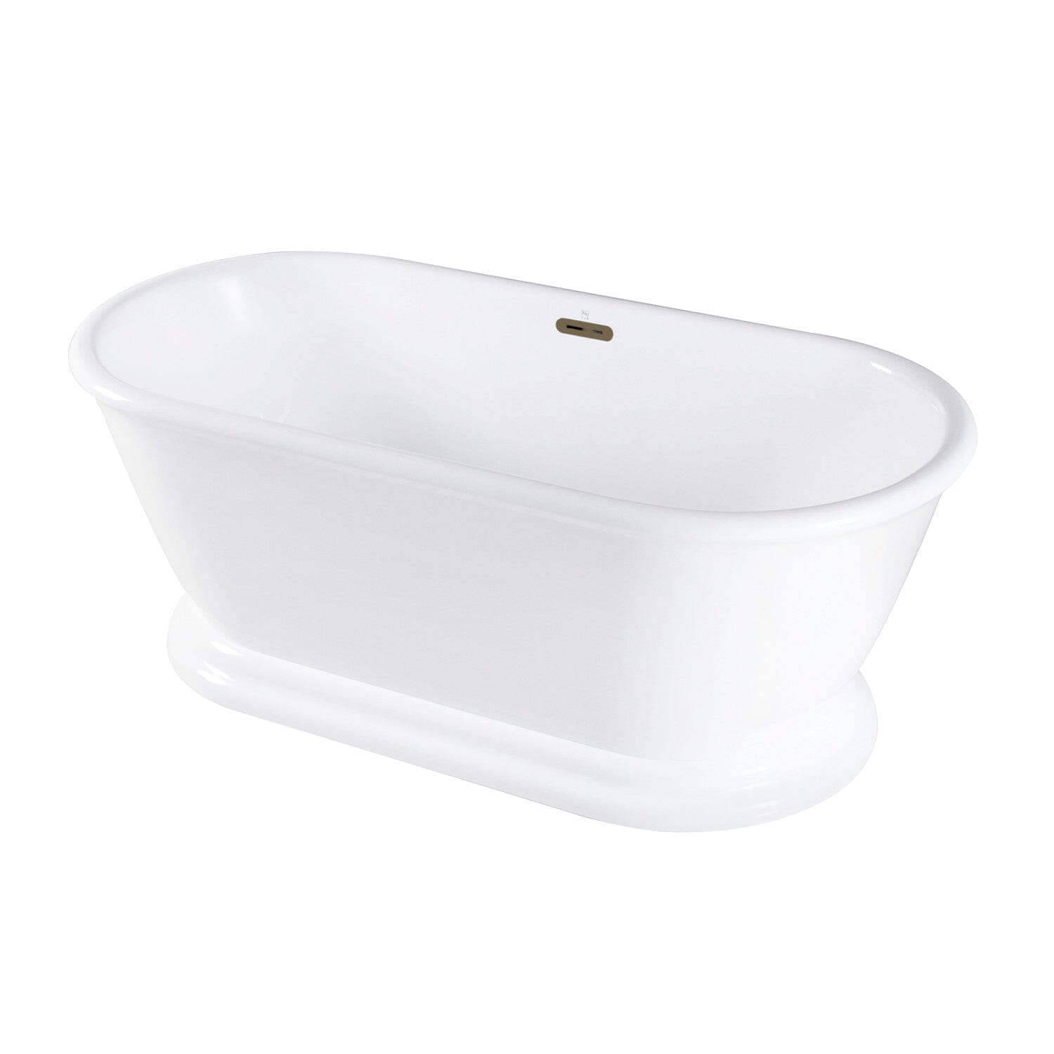 Aqua Eden 60 Inch Acrylic Oval Double Ended Freestanding Bathtub with Drain - No Faucet Holes - Luxury Soaking Tub for Spa Bathroom Relaxation