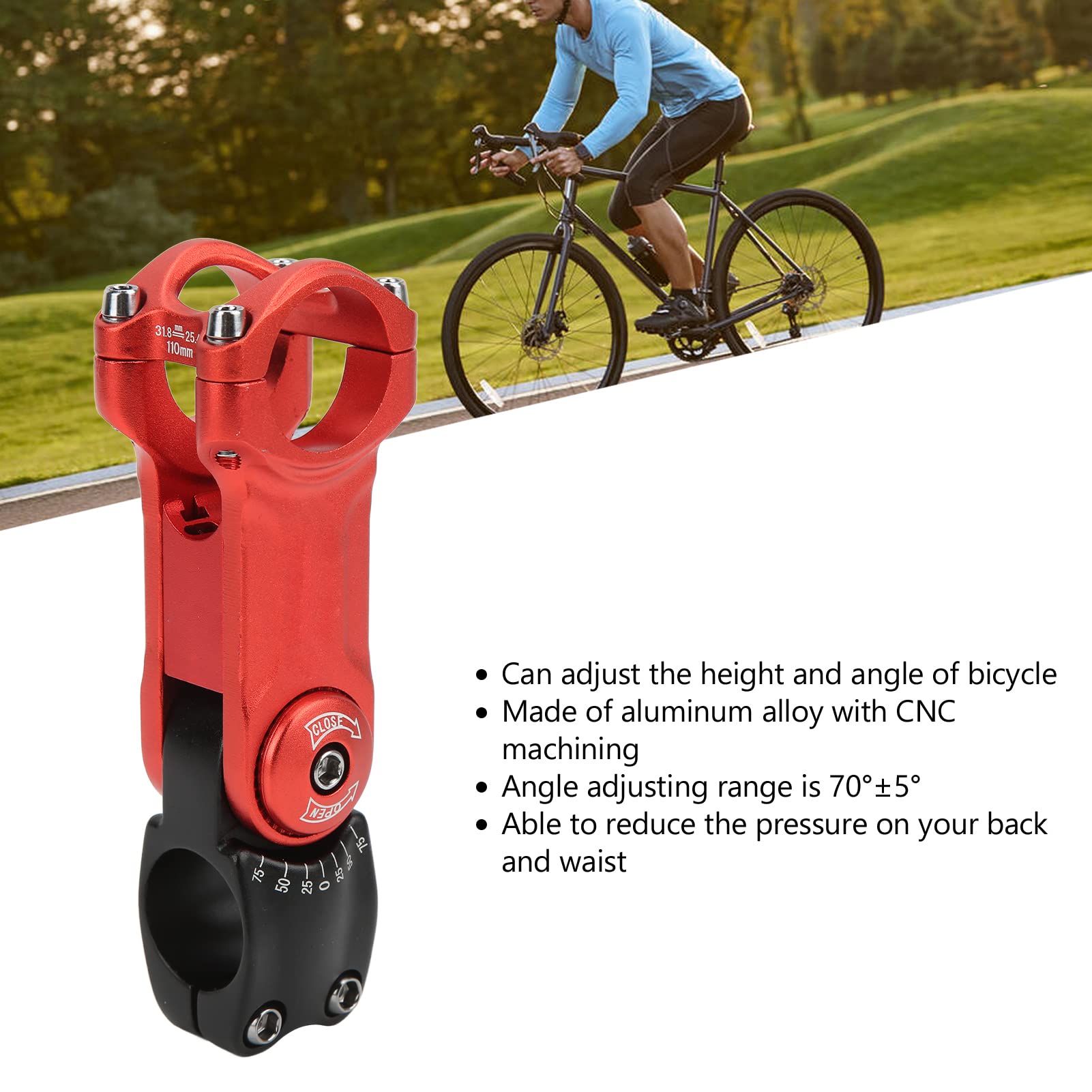 Alomejor Adjustable CNC Machined Bike Handlebar Stem - Hollow Design for Mountain & Road Bikes (Red/Black) | Perfect for Commuting, Trail Riding & Performance Cycling
