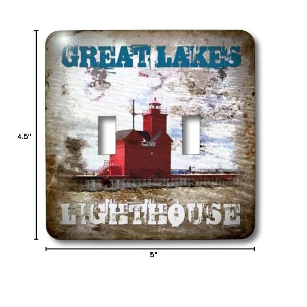 3D Rose Lakes Grunge Photograph Collage Toggle Switch - Lighthouse Design for Home Decor, DIY Projects & Wall Art | Perfect for Light Switches, Cabinets & Electrical Panels