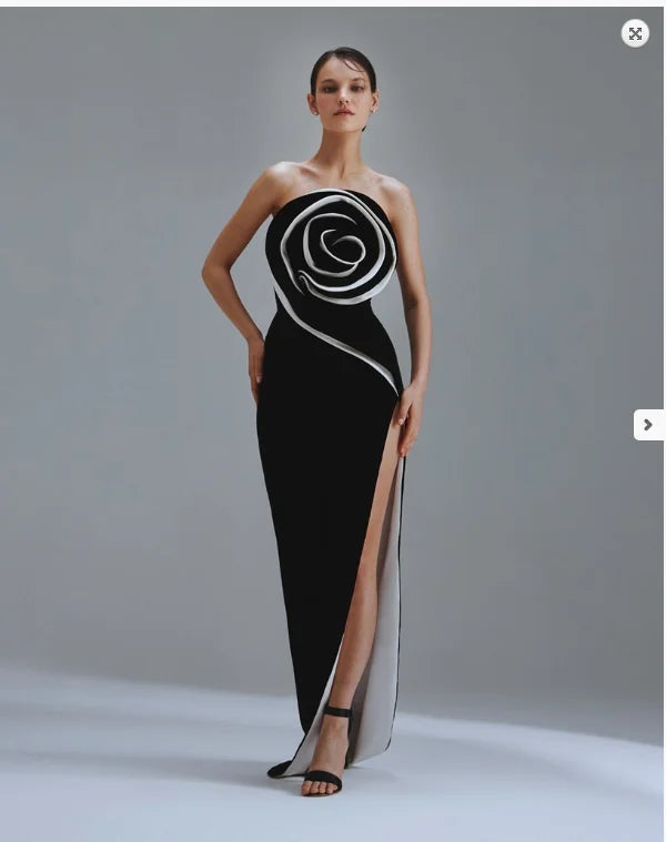 Sexy Black Off Shoulder Floral Bodycon Long Dress for Women - Perfect for Birthday Parties, Homecoming & Special Occasions