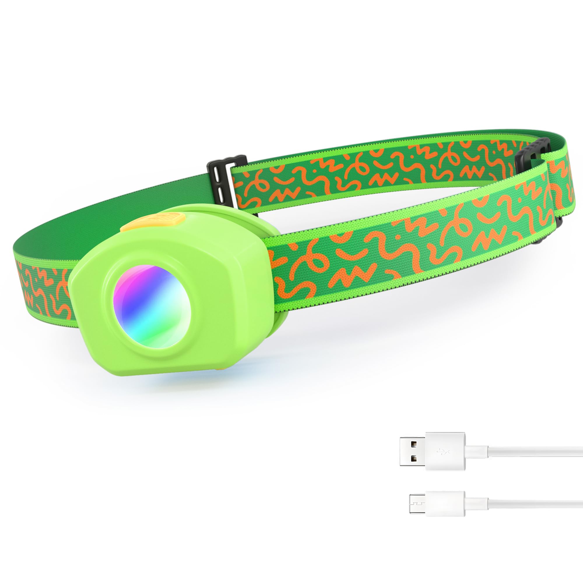 EverBrite Rechargeable LED Headlamp for Kids - RGB Multicolor Light with Adjustable Headband, 3 Lighting Modes | Perfect for Camping, Reading, Exploring, Halloween & Christmas Gifts