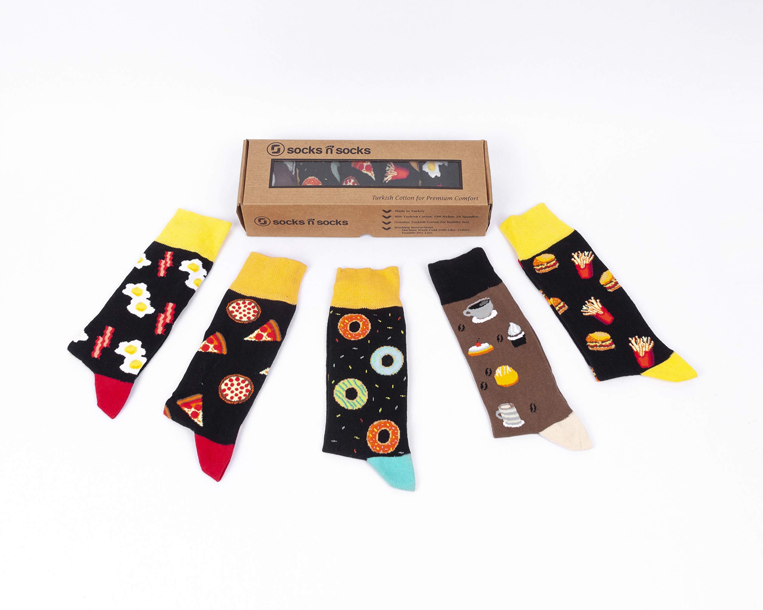 Men's 5-Pack Colorful Cotton Dress Socks - Luxury Novelty Gift Box Set for Work, Party & Casual Wear