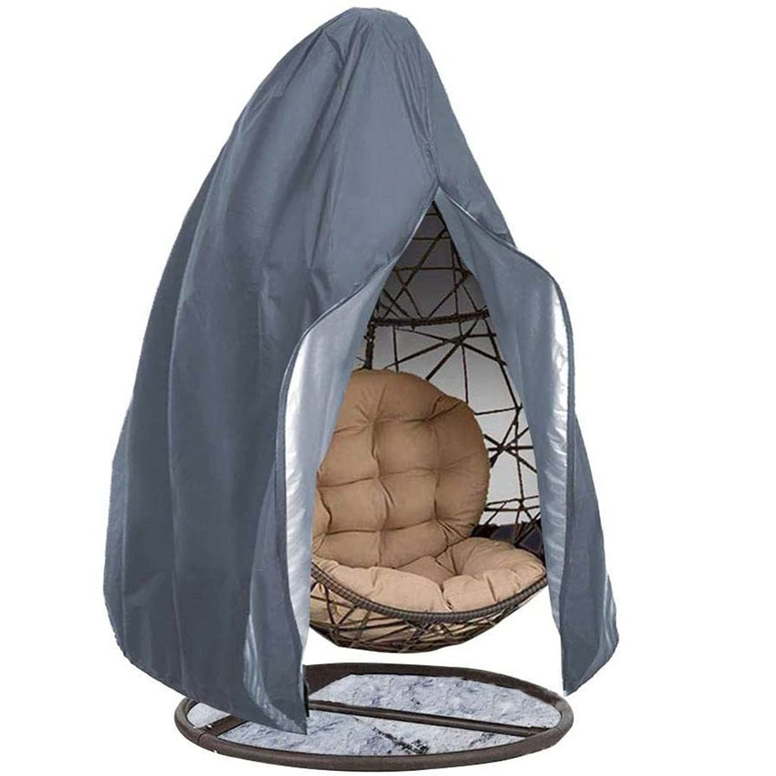 **Waterproof Windproof Egg Swing Chair Cover with Zipper - Durable & Lightweight Outdoor Hanging Egg Chair Dust Protector (Gray, 200x230cm) - Perfect for Patio, Garden, Balcony & Porch**