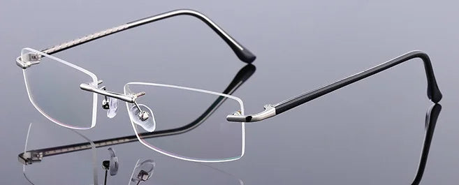 Brightzone Unisex Rimless Square Titanium Alloy Eyeglasses 71866 - Lightweight & Durable Glasses for Men & Women - Perfect for Reading, Work & Everyday Use