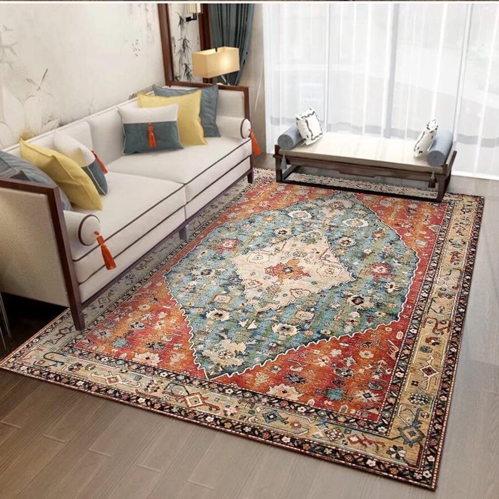 Ultra Soft Cozy Lamb Velvet Persian Area Rug - Luxury Indoor/Outdoor Carpet for Living Room, Bedroom, Bathroom - Bohemian Distressed Runner Rug - Home Décor 6.5' x 9.8' - Perfect for Cozy Spaces, Entryways & Floor Protection