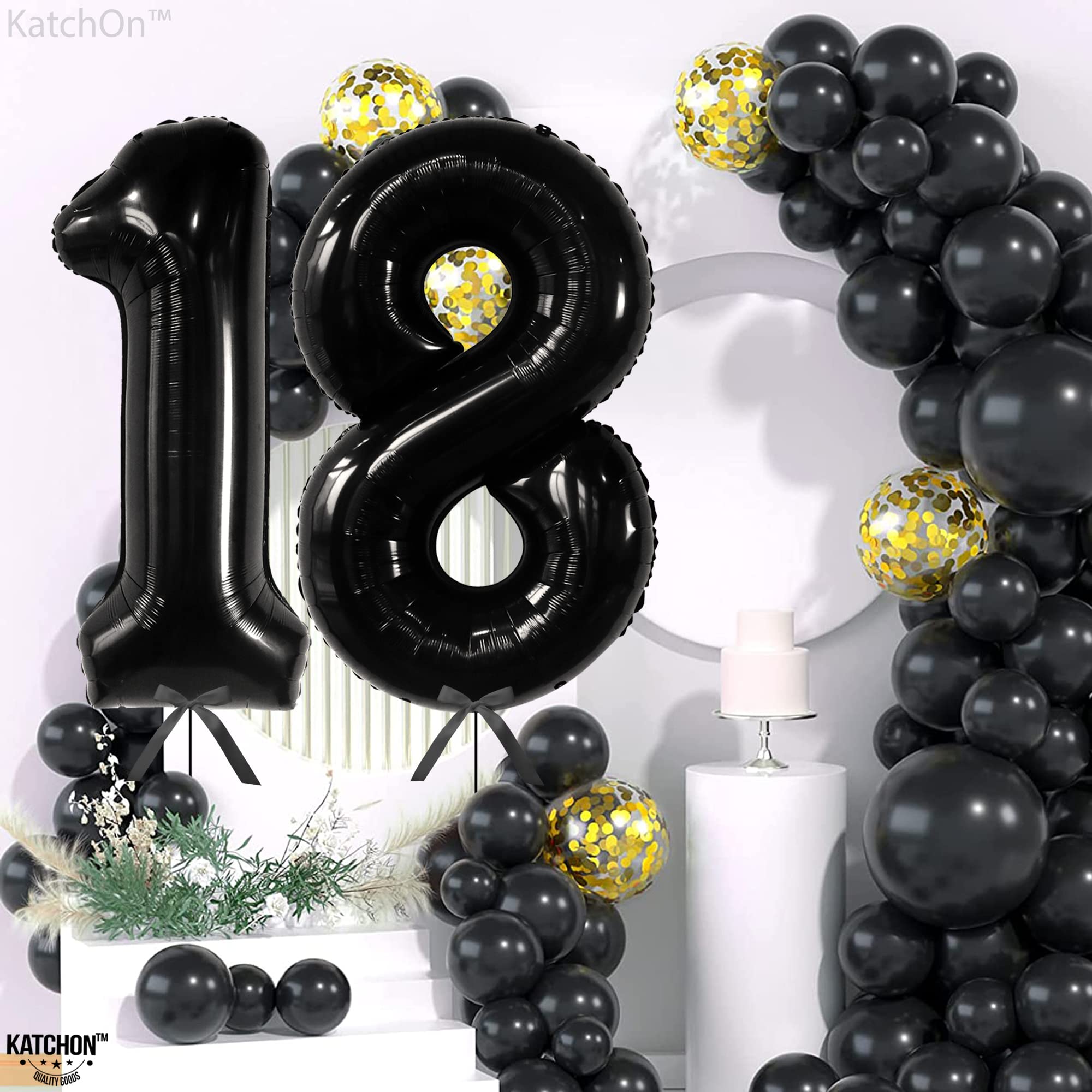 **KatchOn 40 Inch Giant Black 18 Balloon Numbers - Happy 18th Birthday Party Decorations for Boys & Girls - Perfect for Birthday Backdrops, Photo Booths & Milestone Celebrations**