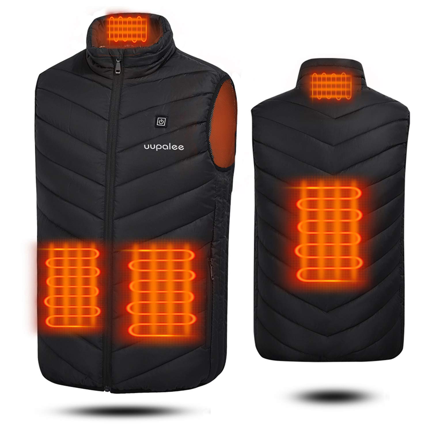 Uupalee Men's Heated Lightweight Vest with Rechargeable Battery - Waterproof & Windproof Winter Jacket for Outdoor Activities, Hiking, Camping and Cold Weather Wear