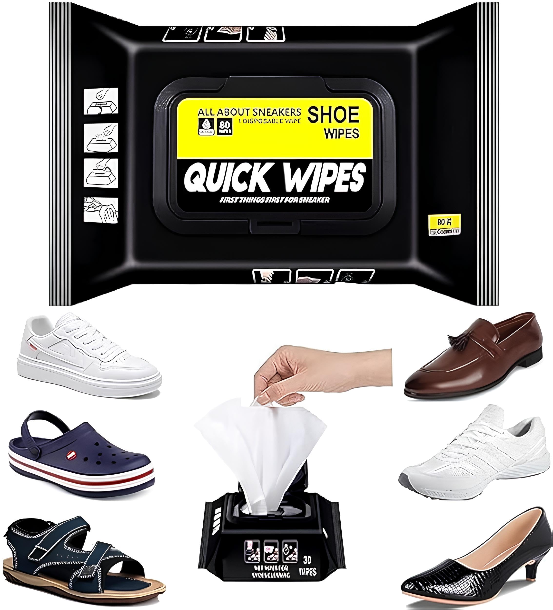 KD ZONE Shoe Wipes for Sneakers - 80 Count Pack | Quick Stain Remover & Instant Shoe Cleaner Wipes | Gentle on Leather, Canvas & Athletic Shoes | Perfect for Gym, Travel & Everyday Shoe Care